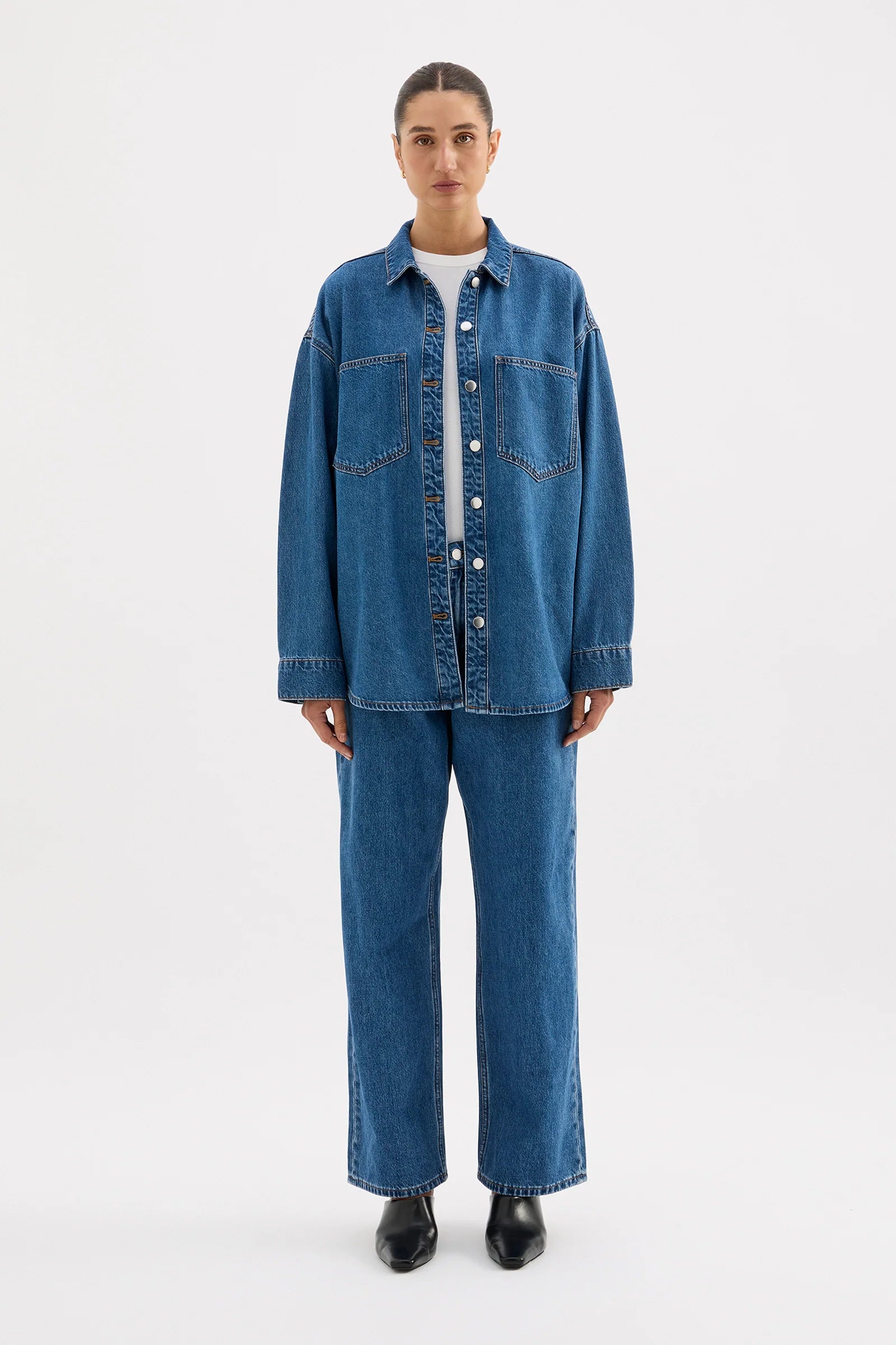 Organic Denim Overshirt Royal Blue
