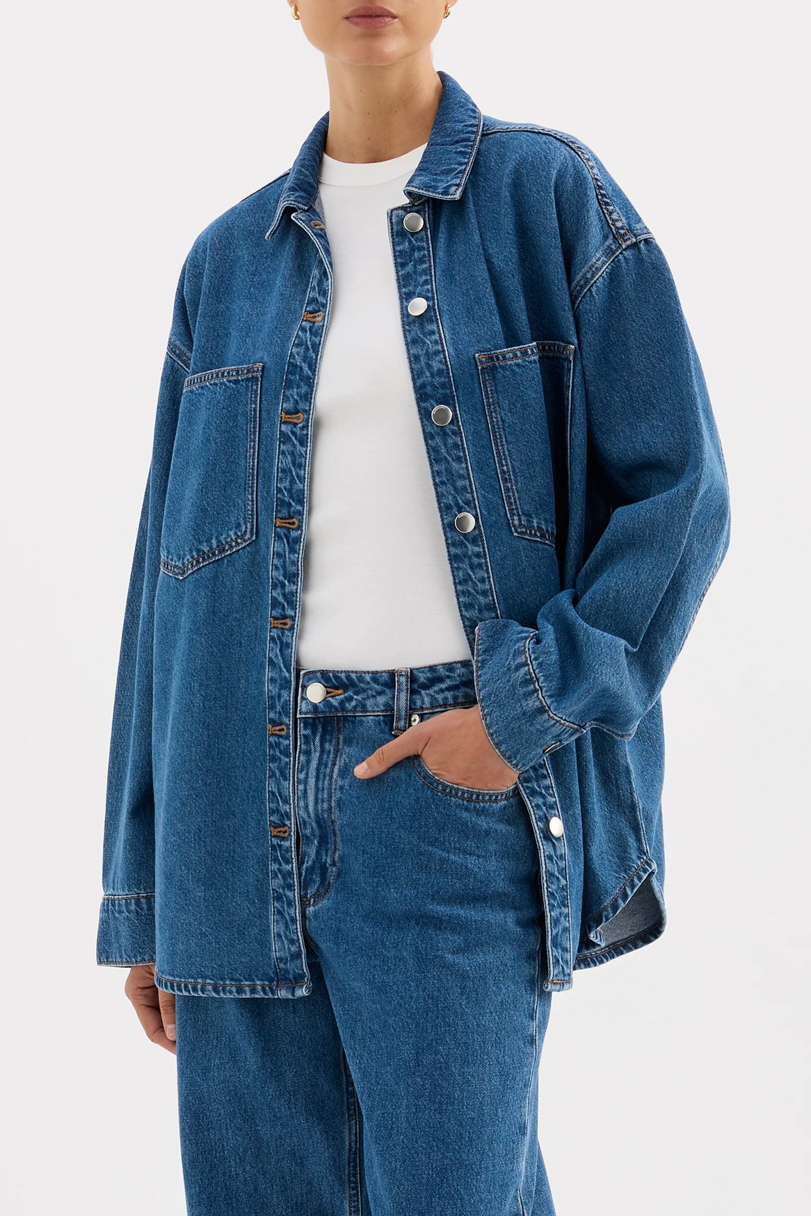 Organic Denim Overshirt Royal Blue