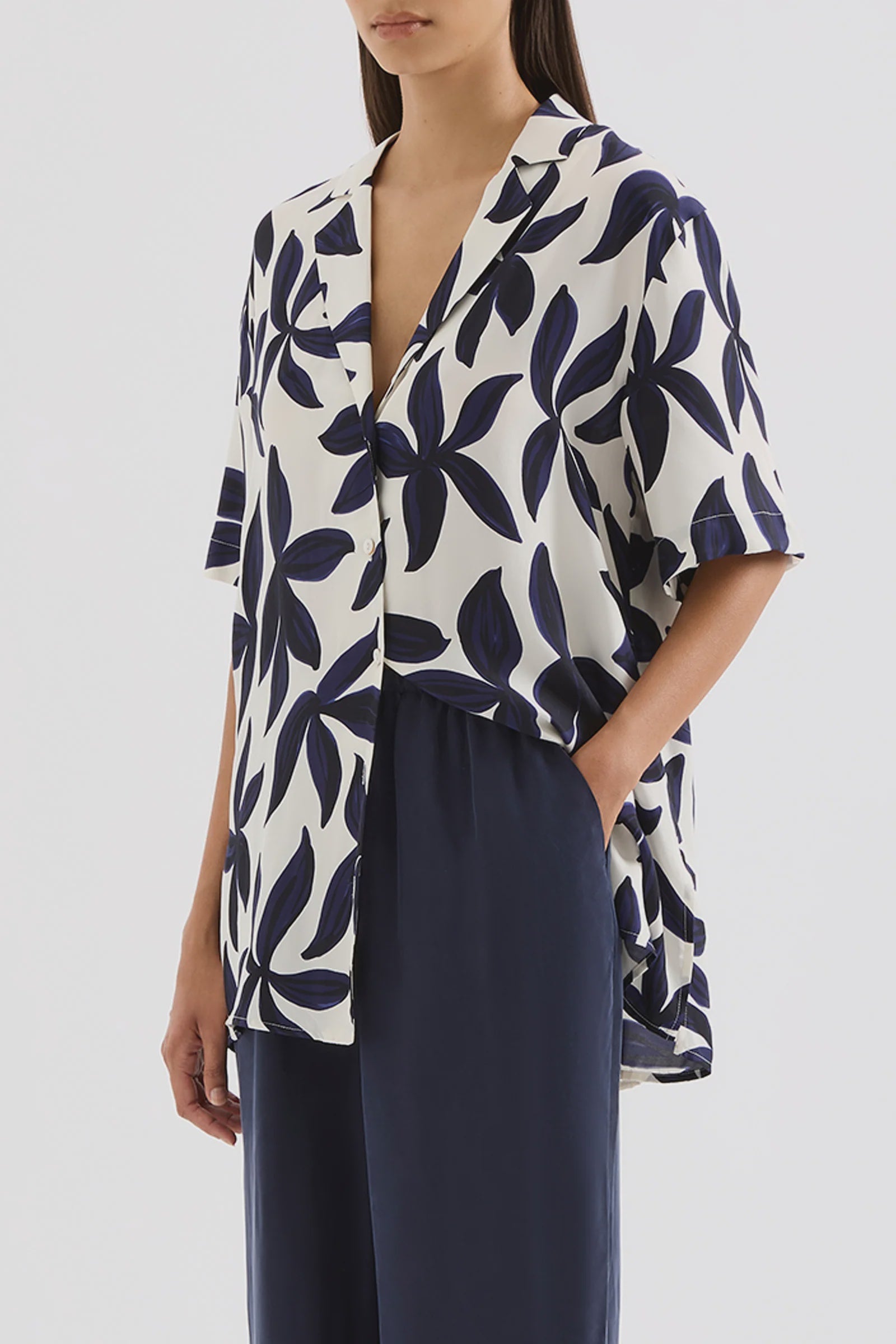 Odessa Cupro Shirt Navy