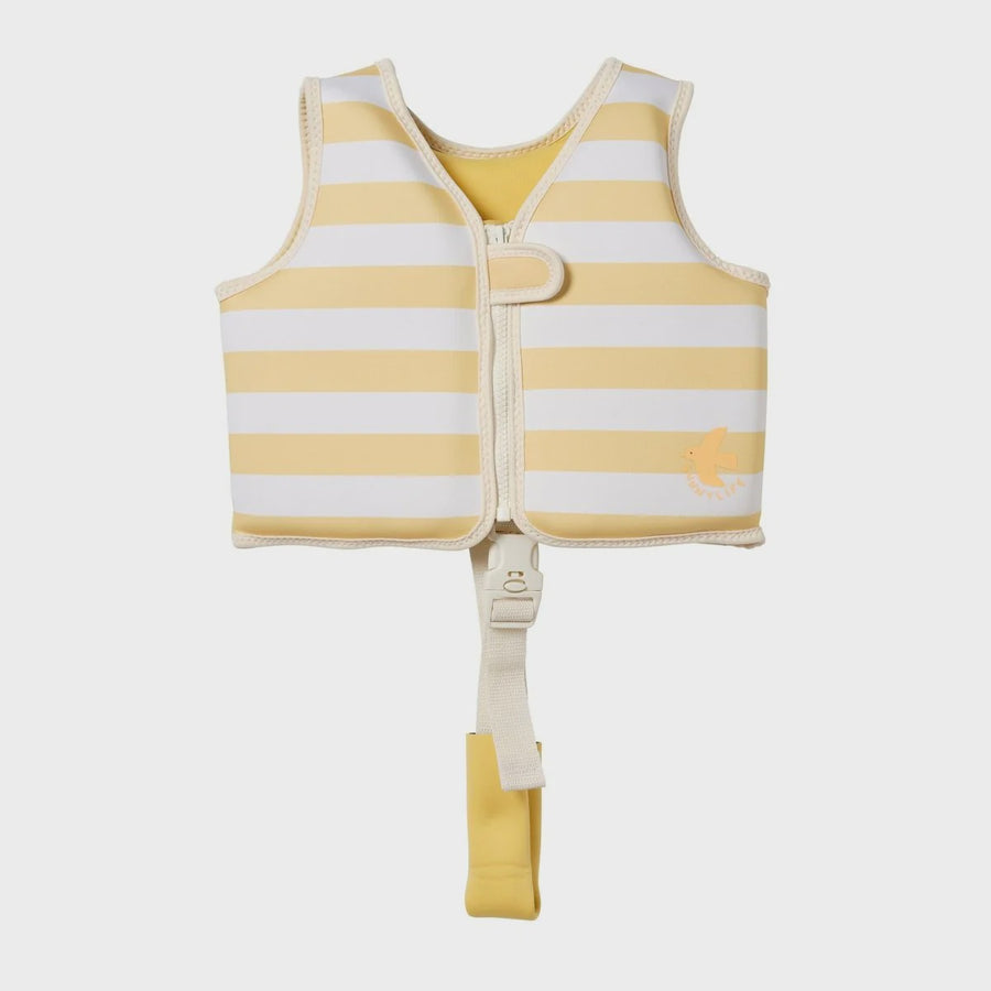 Kids Swim Vest Sammy Seagull Mustard Stripe Size 2-3