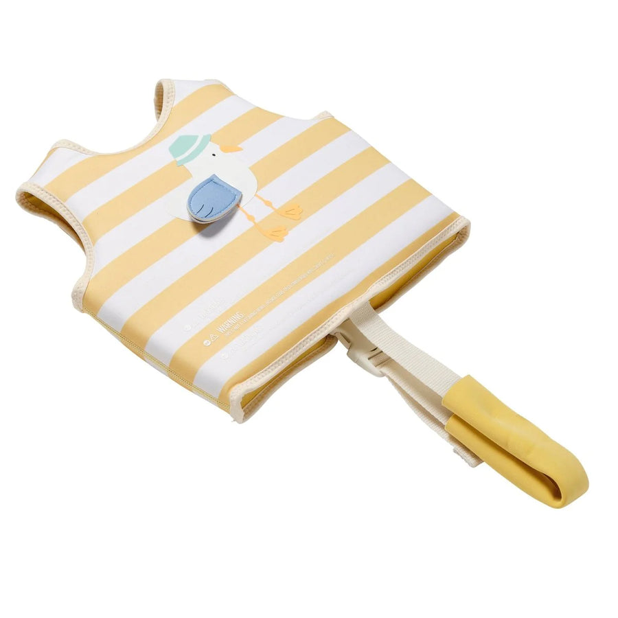 Kids Swim Vest Sammy Seagull Mustard Stripe Size 2-3