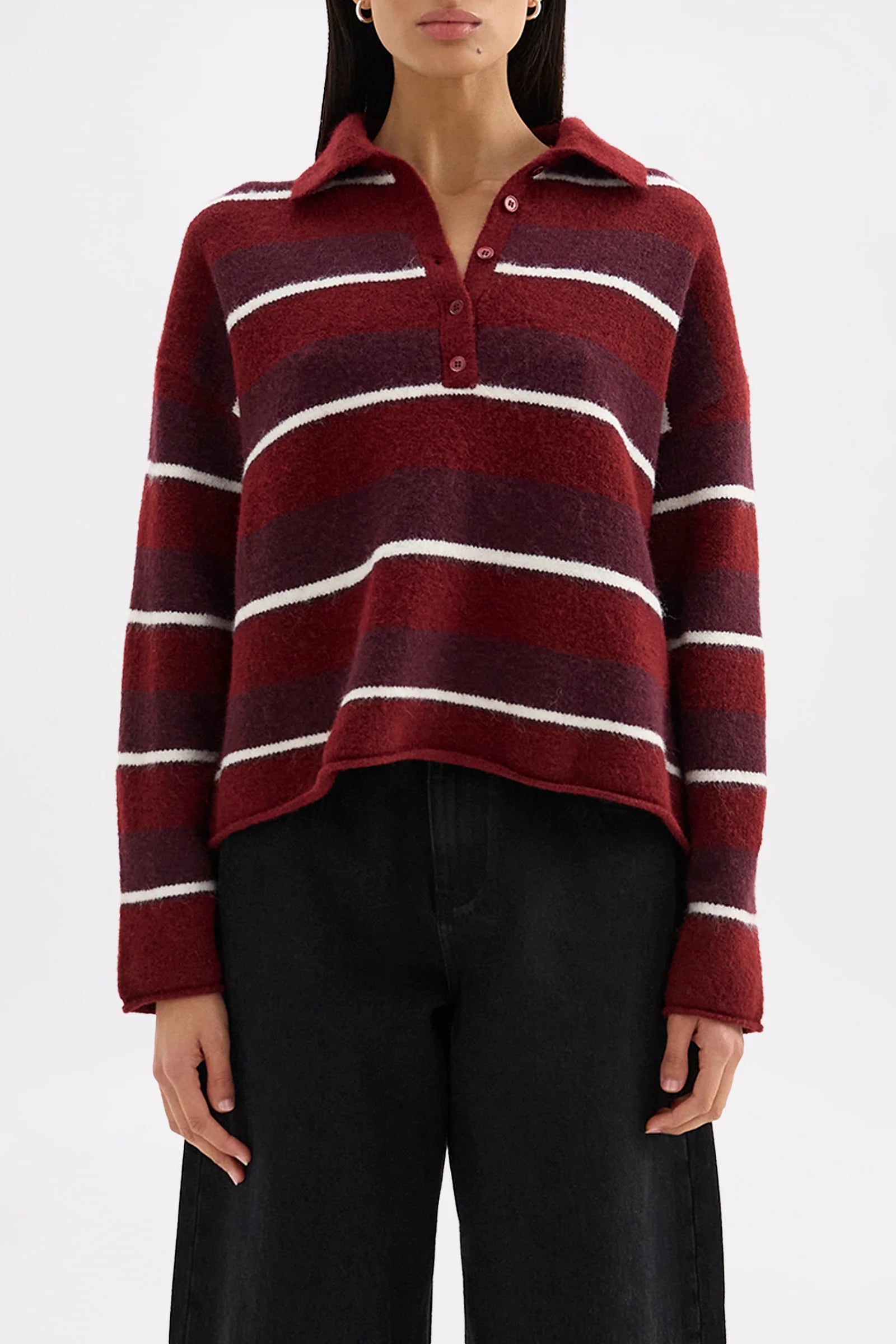 Maia Rugby Knit Mulberry Stripe