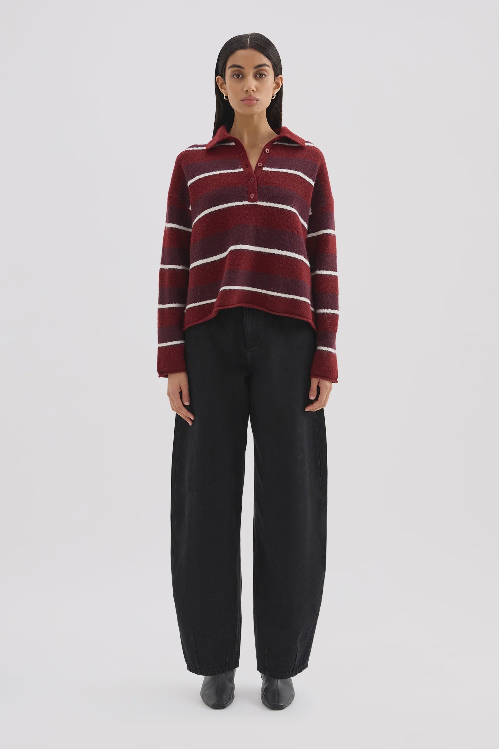 Maia Rugby Knit Mulberry Stripe