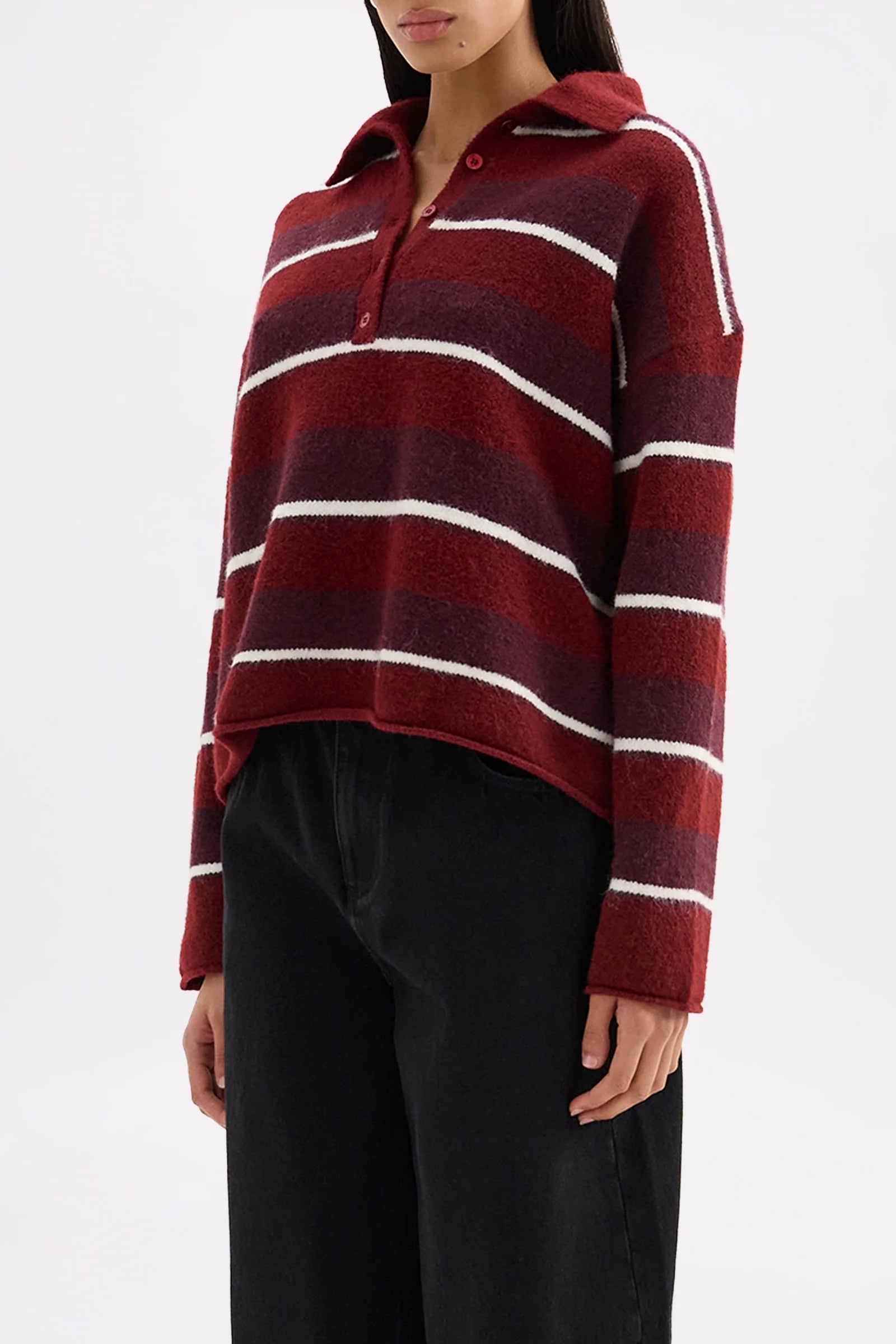 Maia Rugby Knit Mulberry Stripe