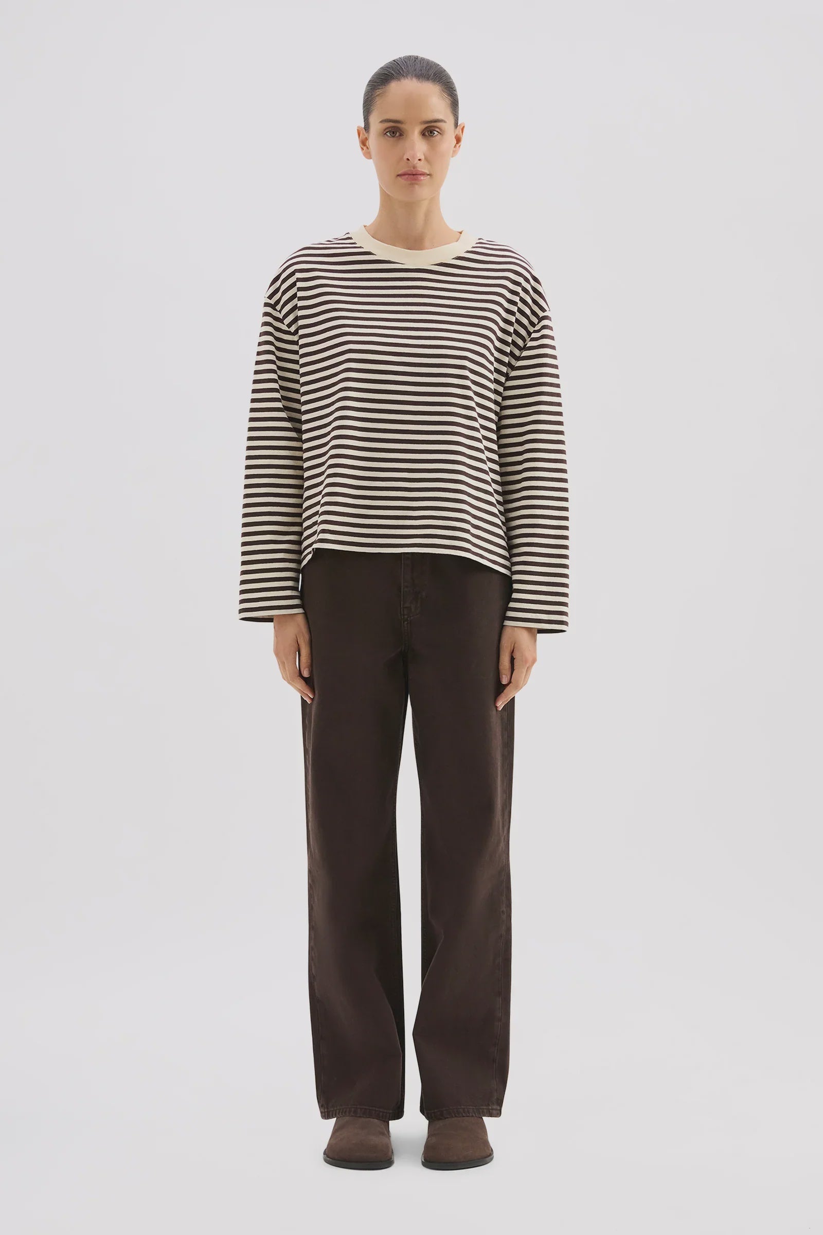 Organic Stripe LS Tee Espresso Stripe