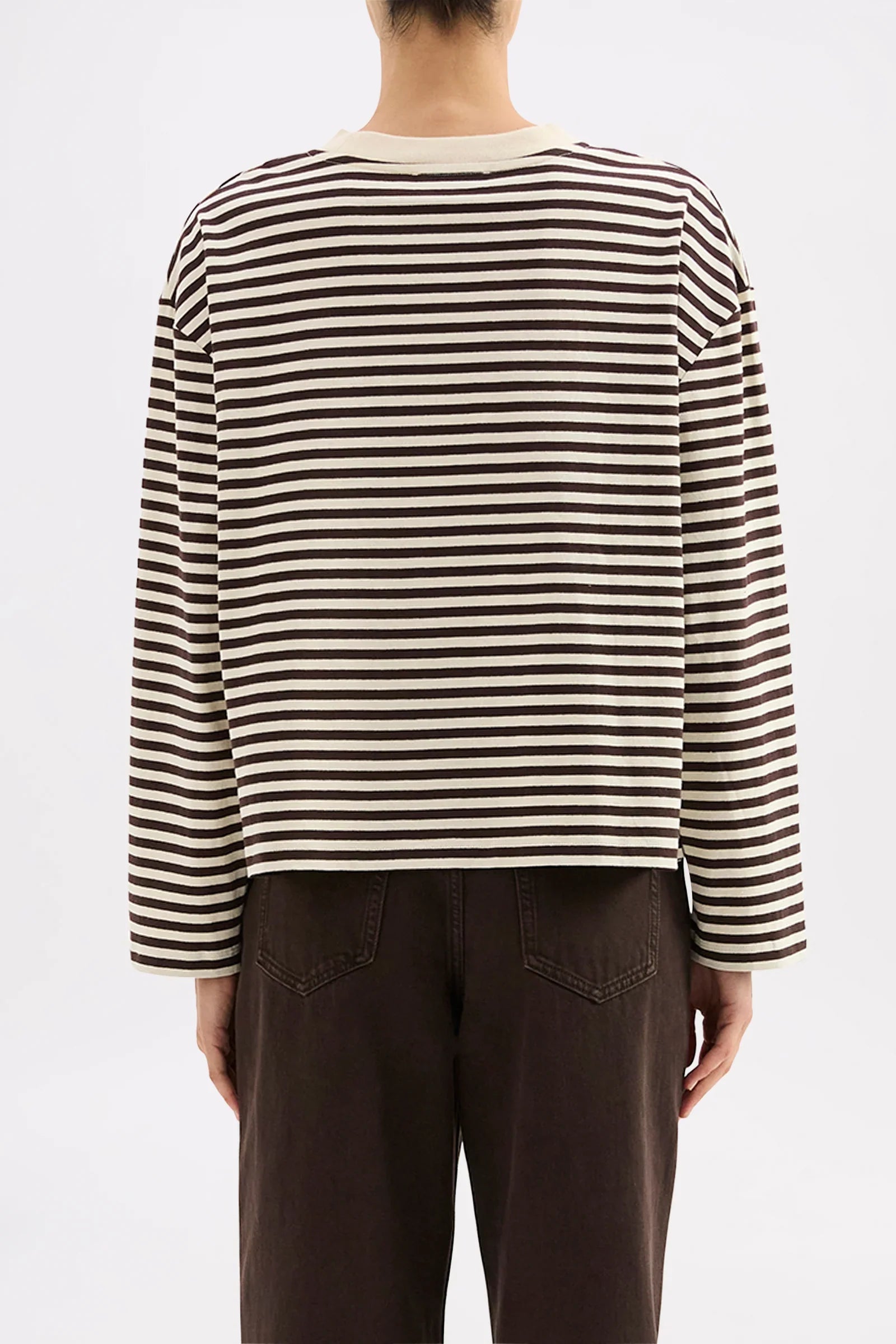 Organic Stripe LS Tee Espresso Stripe