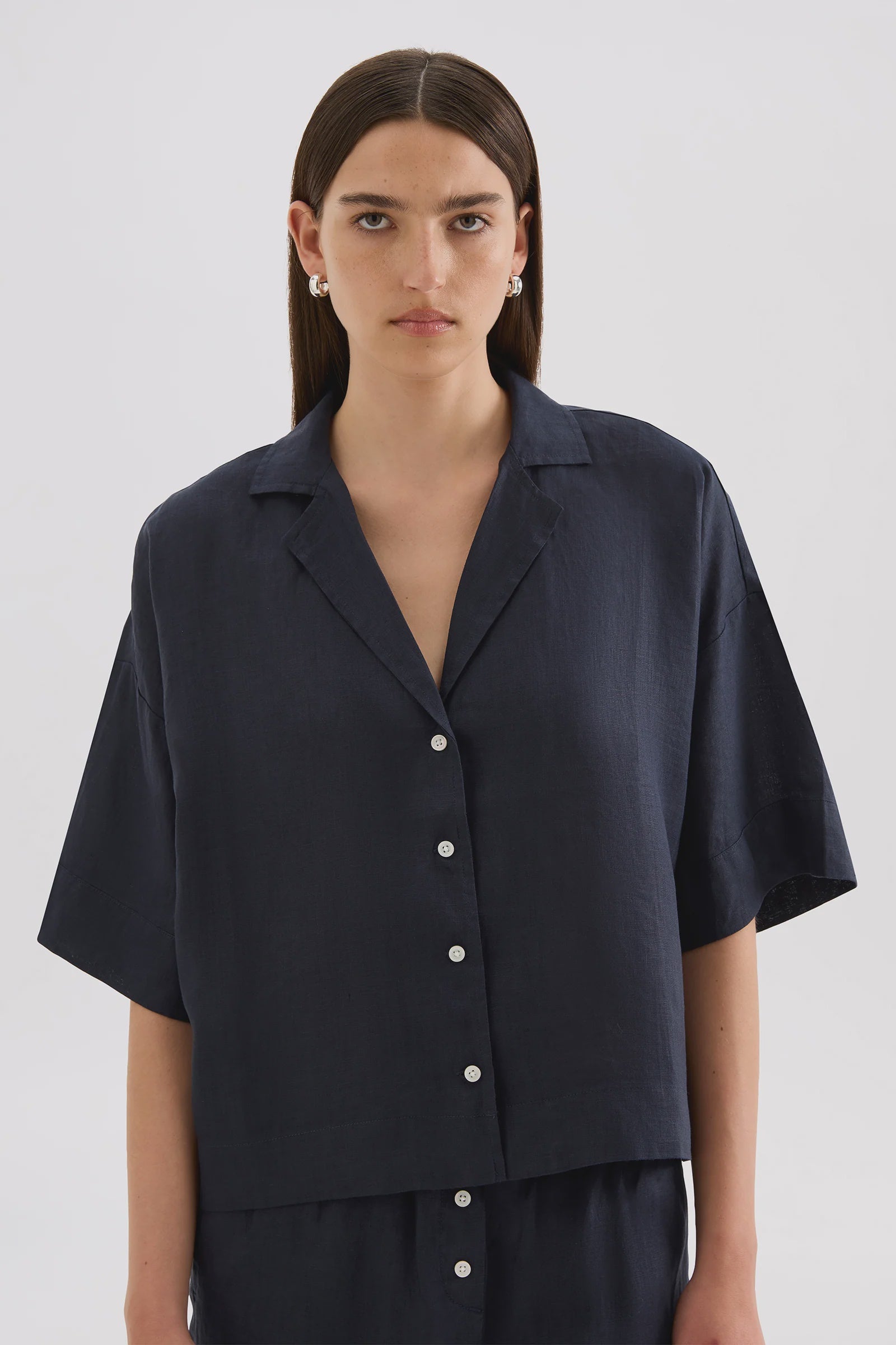 Lounge Linen Shirt Navy