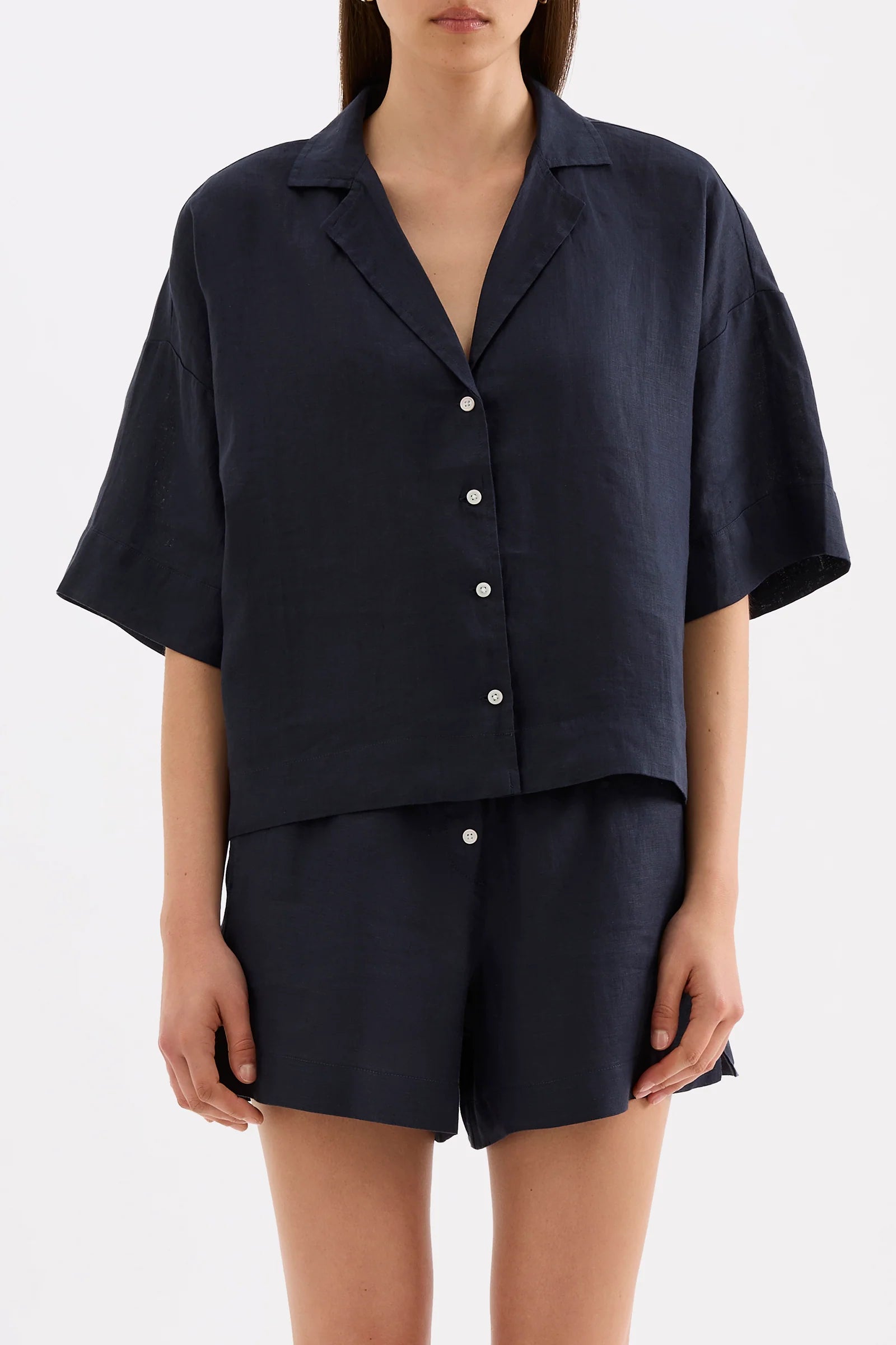 Lounge Linen Shirt Navy