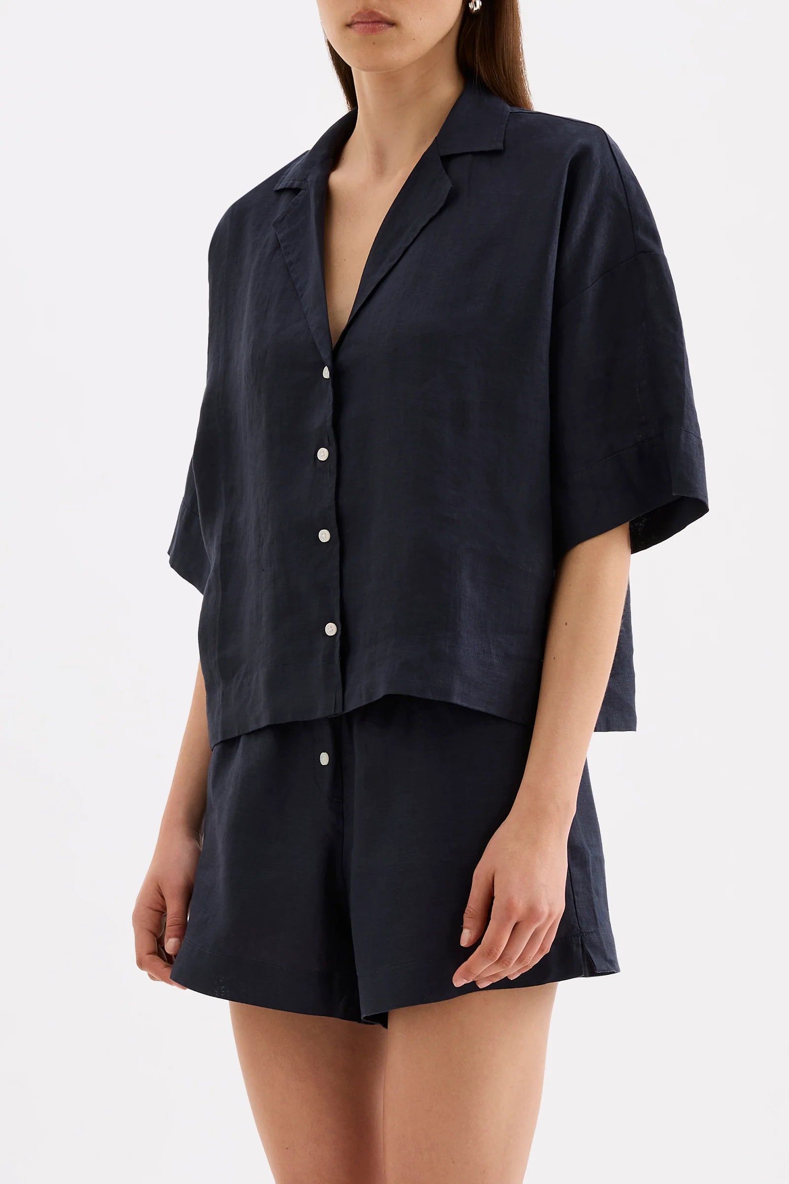 Lounge Linen Shirt Navy