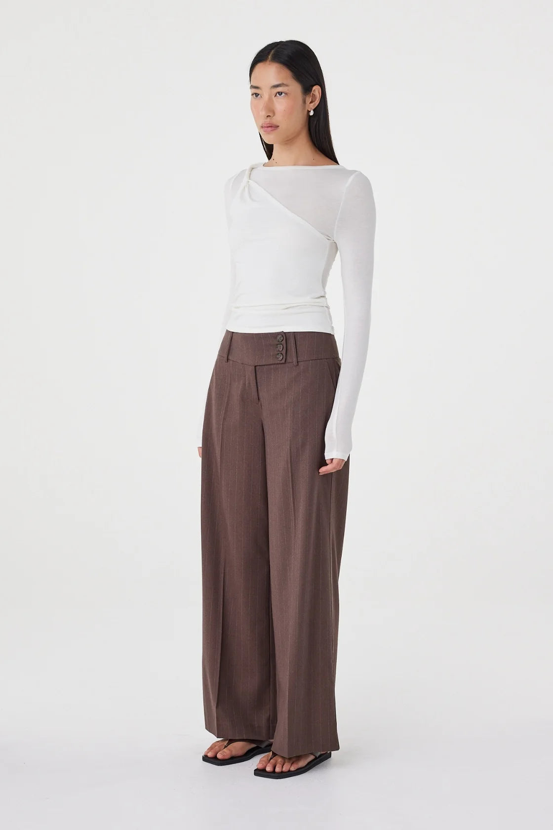 Manon Pant Espresso Pinstripe
