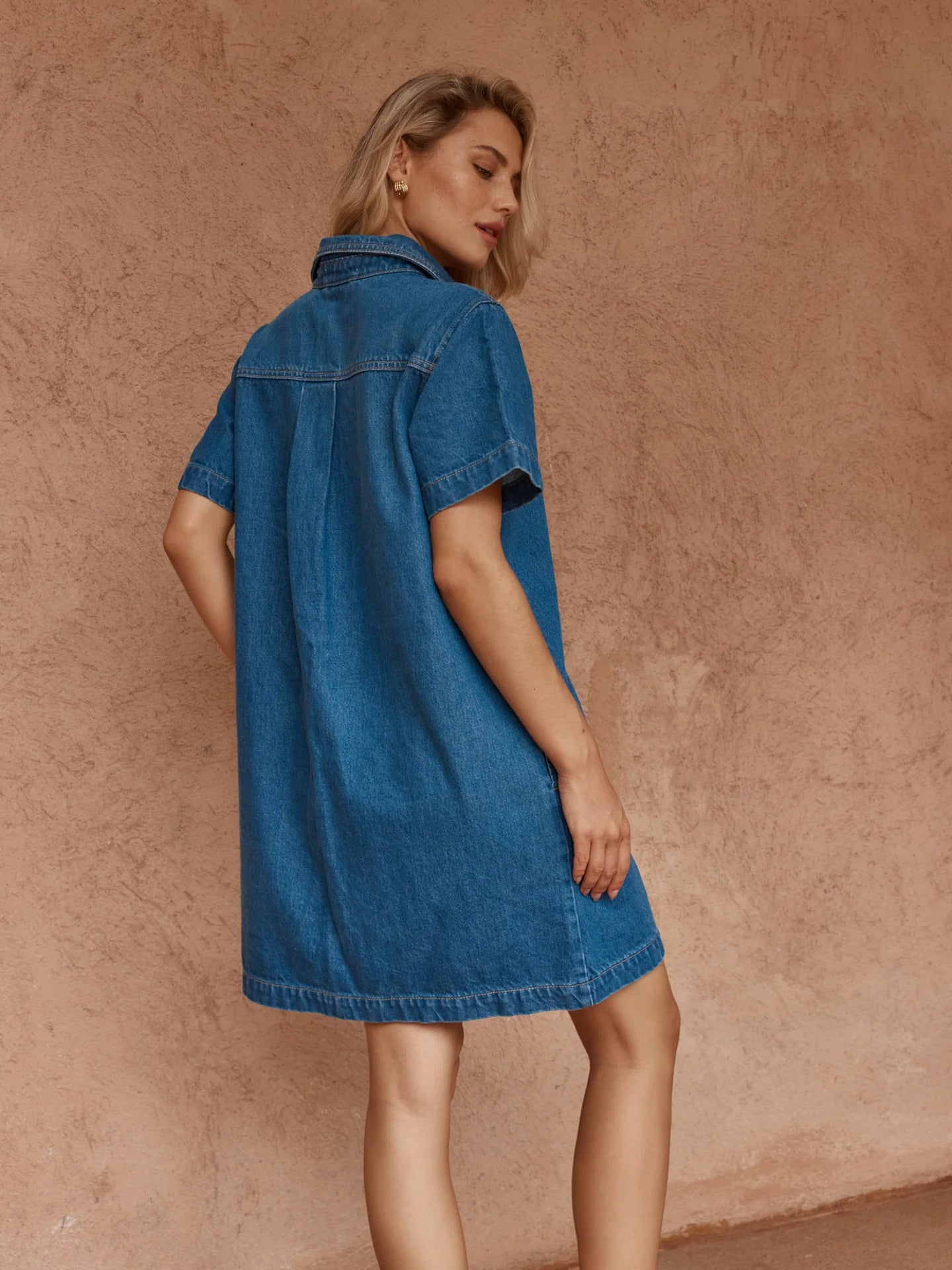 Pepe Wave Denim Dress Classic Blue