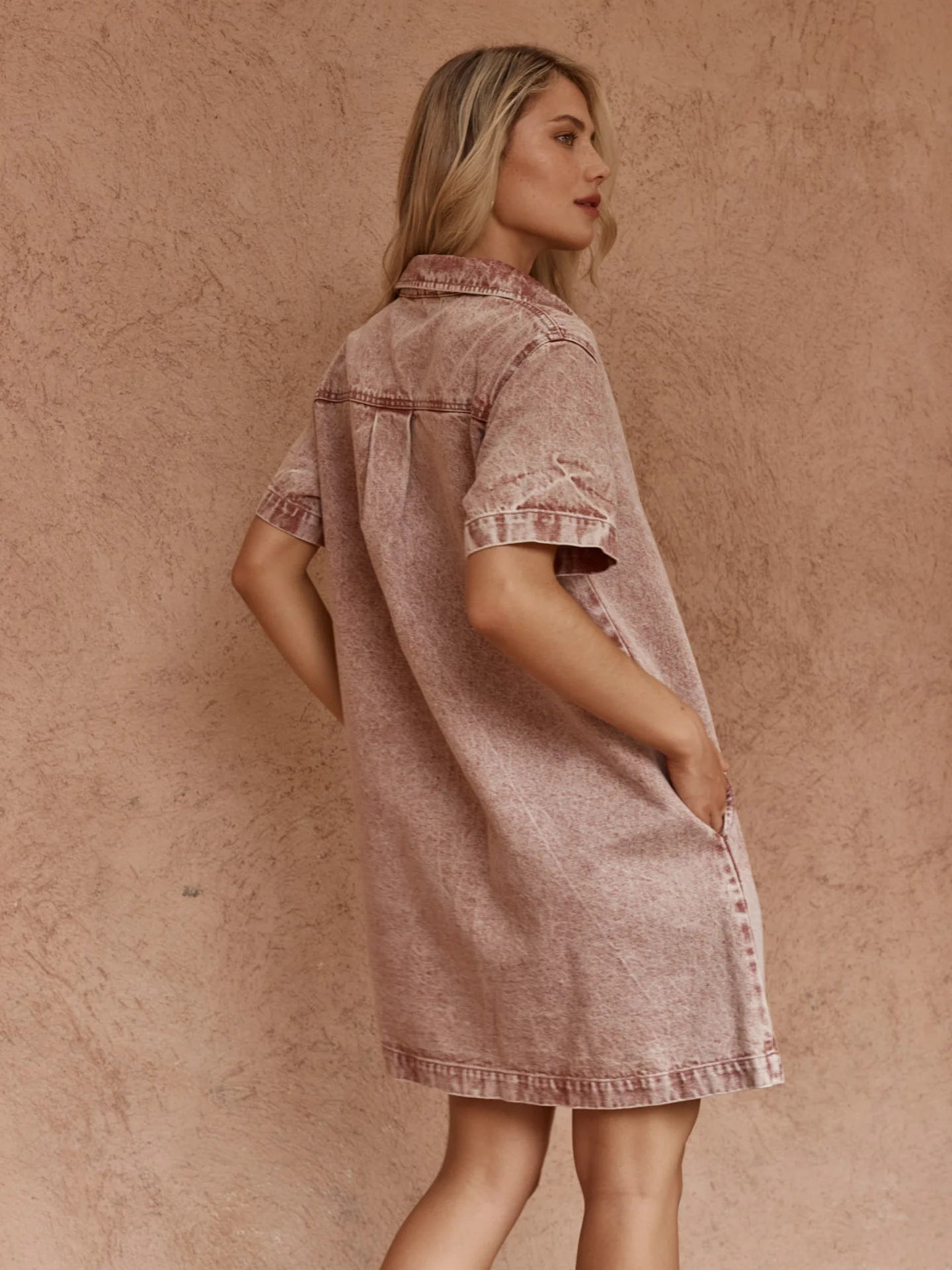 Pepe Wave Denim Dress Rusty Red