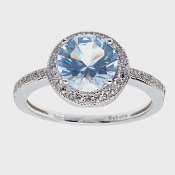 Disey Blue CZ Ring Silver
