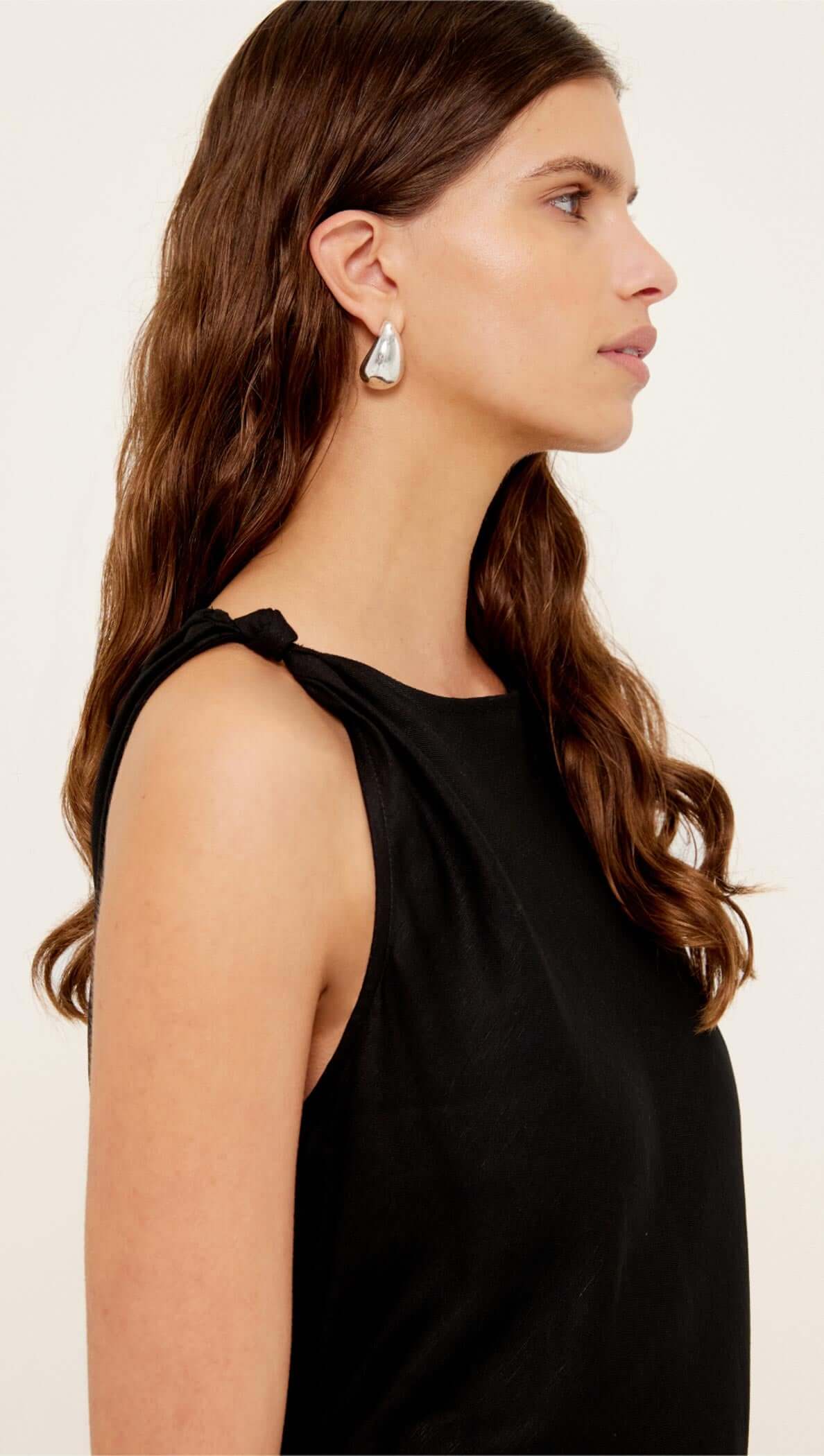 Sabine Linen Blend Black Midi Dress