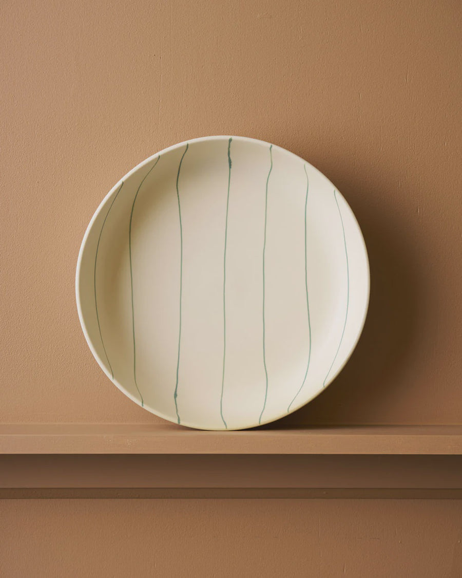 Coastal Junction  28cm Salad Bowl - Cream with Green Stripe