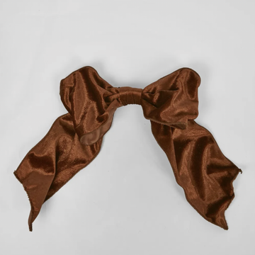 Velvet Clip On Bow Bronze