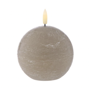 Hughe Flickering LED Spherical Candle - Rustic Taupe