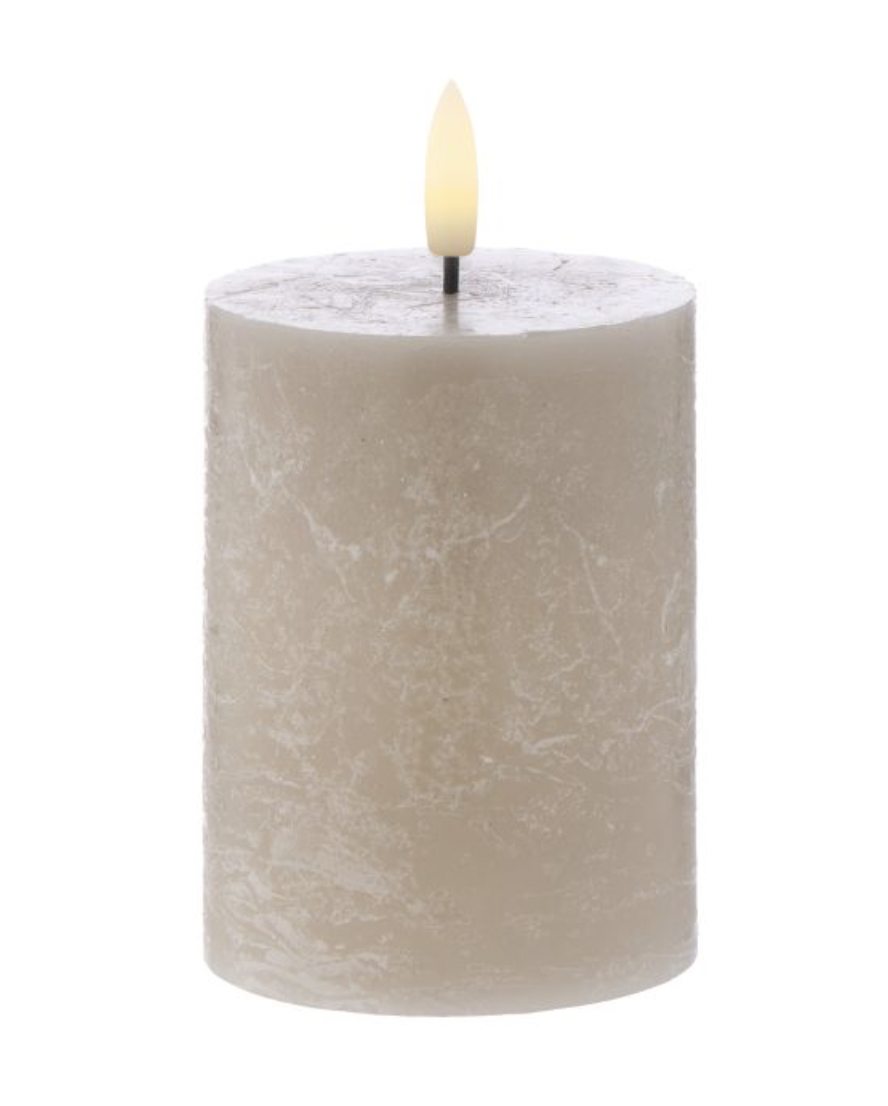Hughe Flickering LED Candle - Taupe 10cm