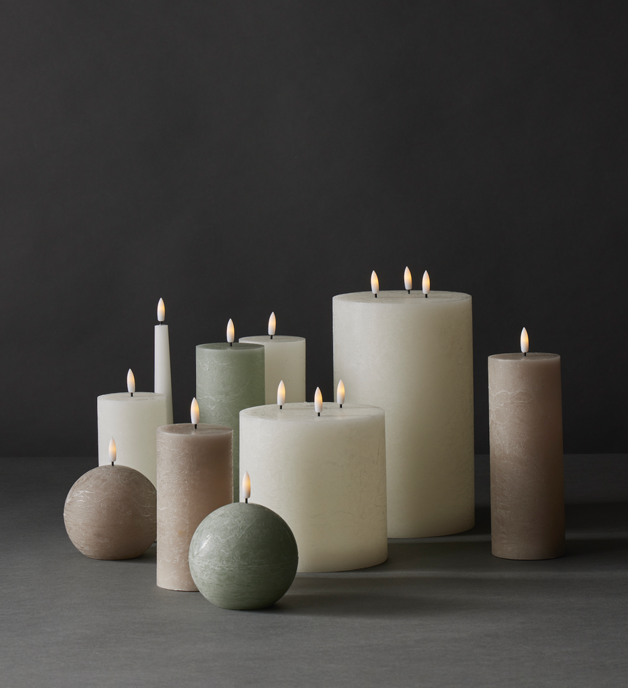 Hughe Flickering LED Spherical Candle - Rustic Green