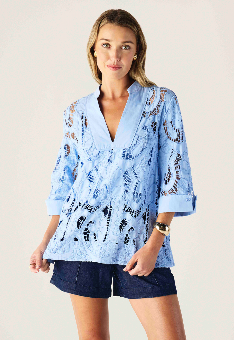Marbella Tunic Top Cornflower Blue