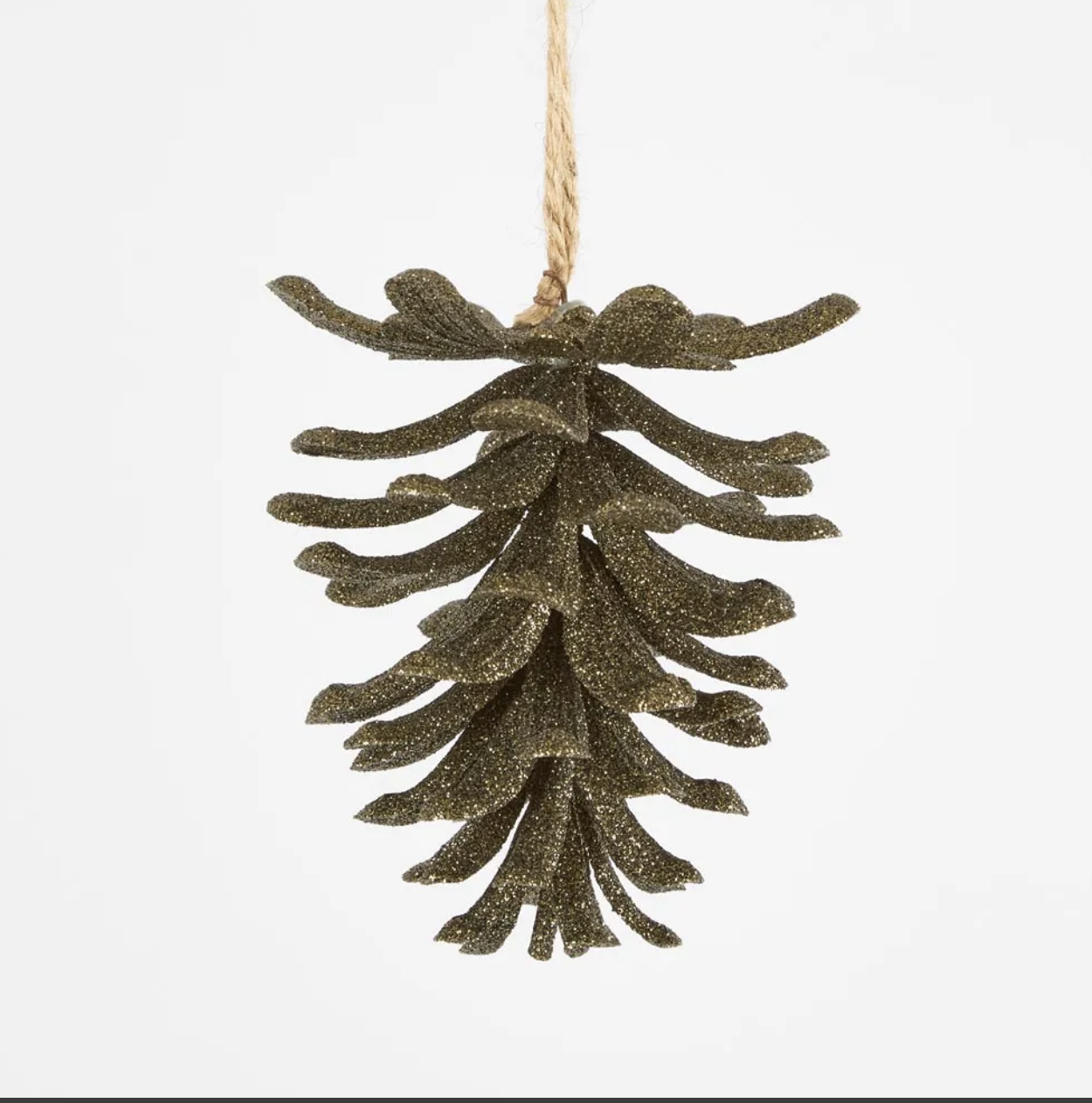Glitter Hanging Pinecone Olive Green