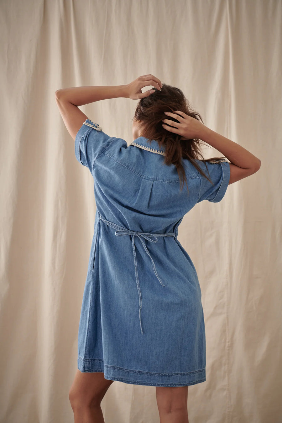 Simone Dress 70s Blue Denim