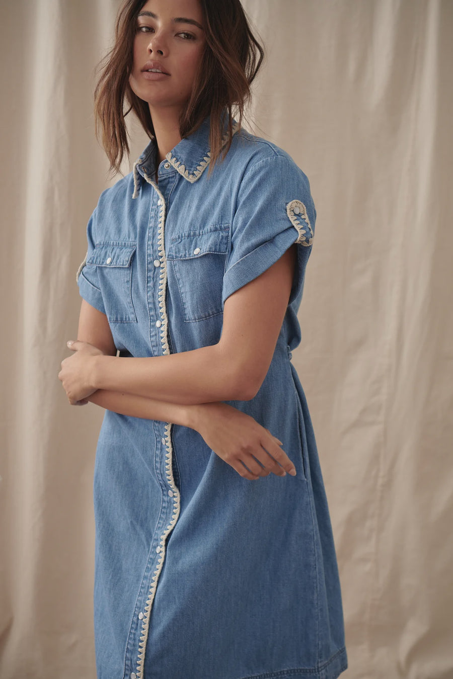 Simone Dress 70s Blue Denim