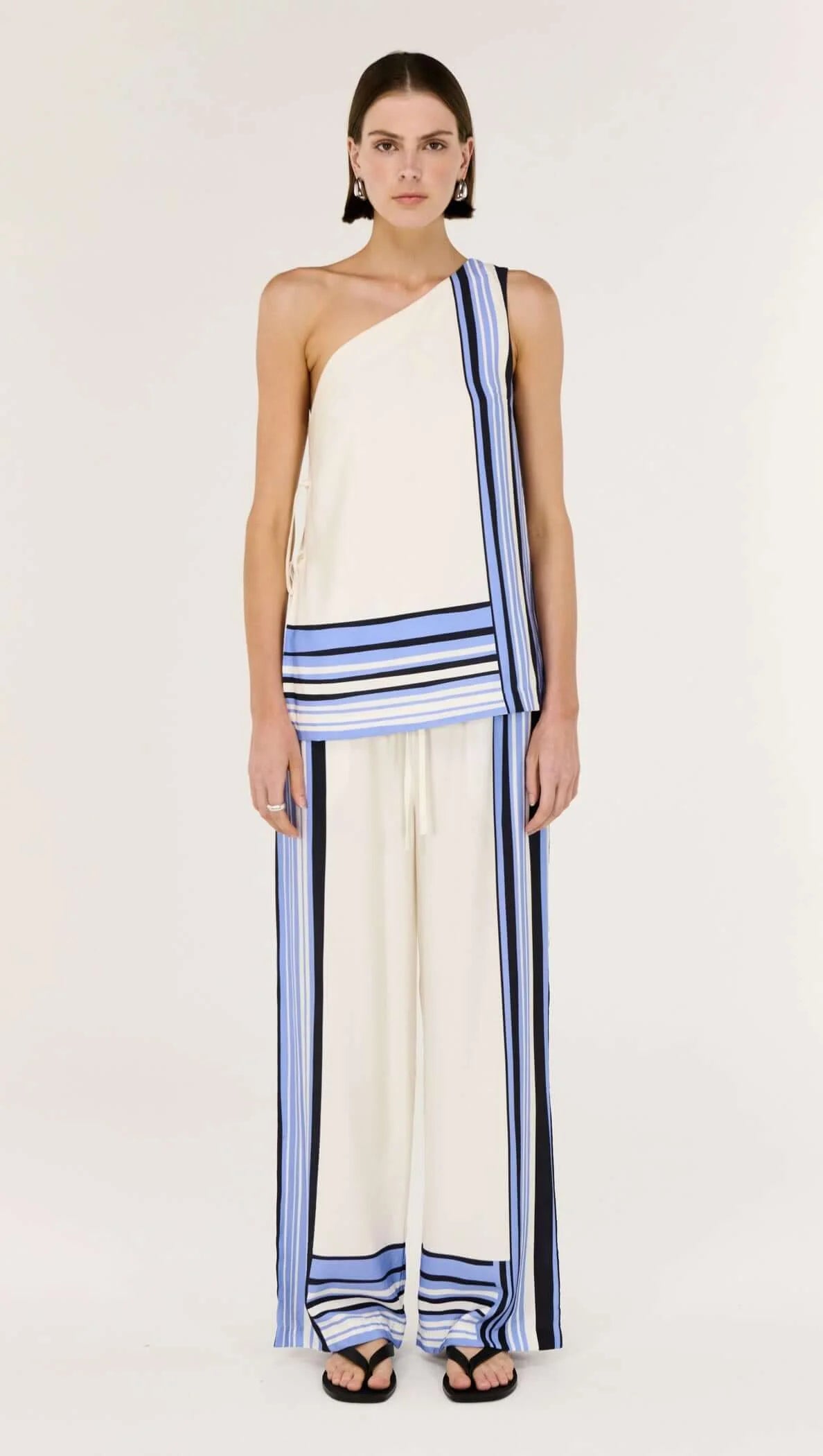 Amari Stripe Relaxed Wide-Leg Low Rise Pants