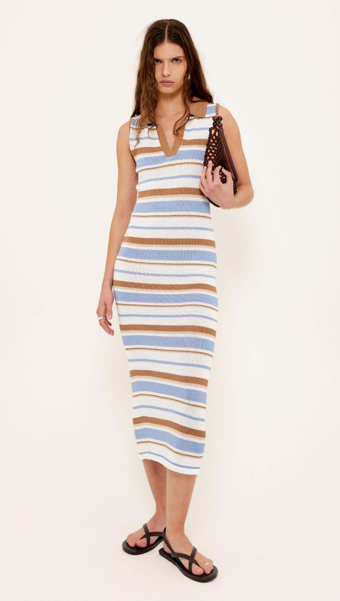 Belmare Striped Knit Midi Dress