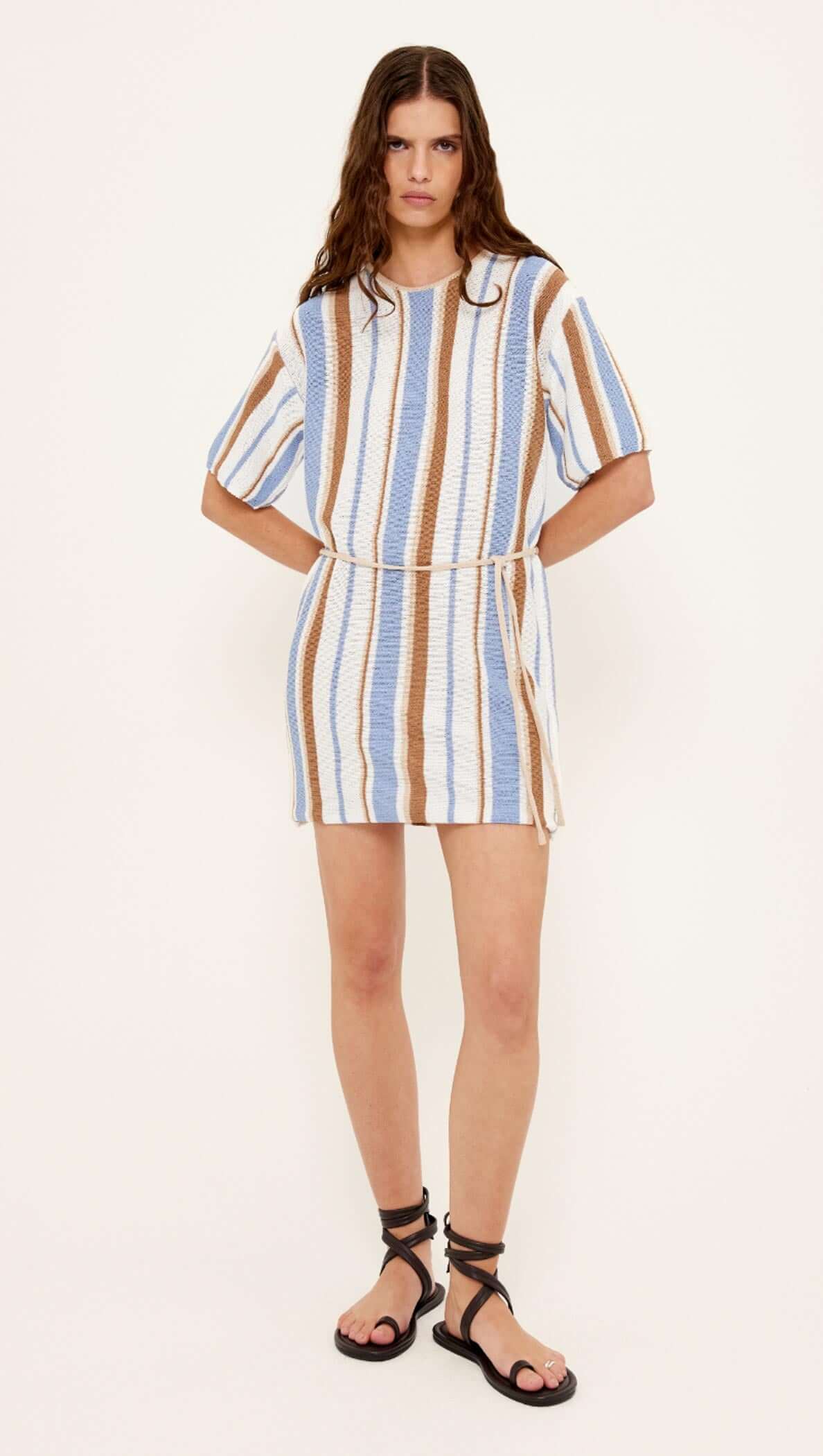 Belmare Striped Knit T-Shirt Mini Dress