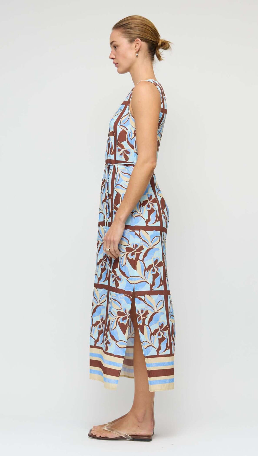 Cielo Blue Abstract floral Midi Dress
