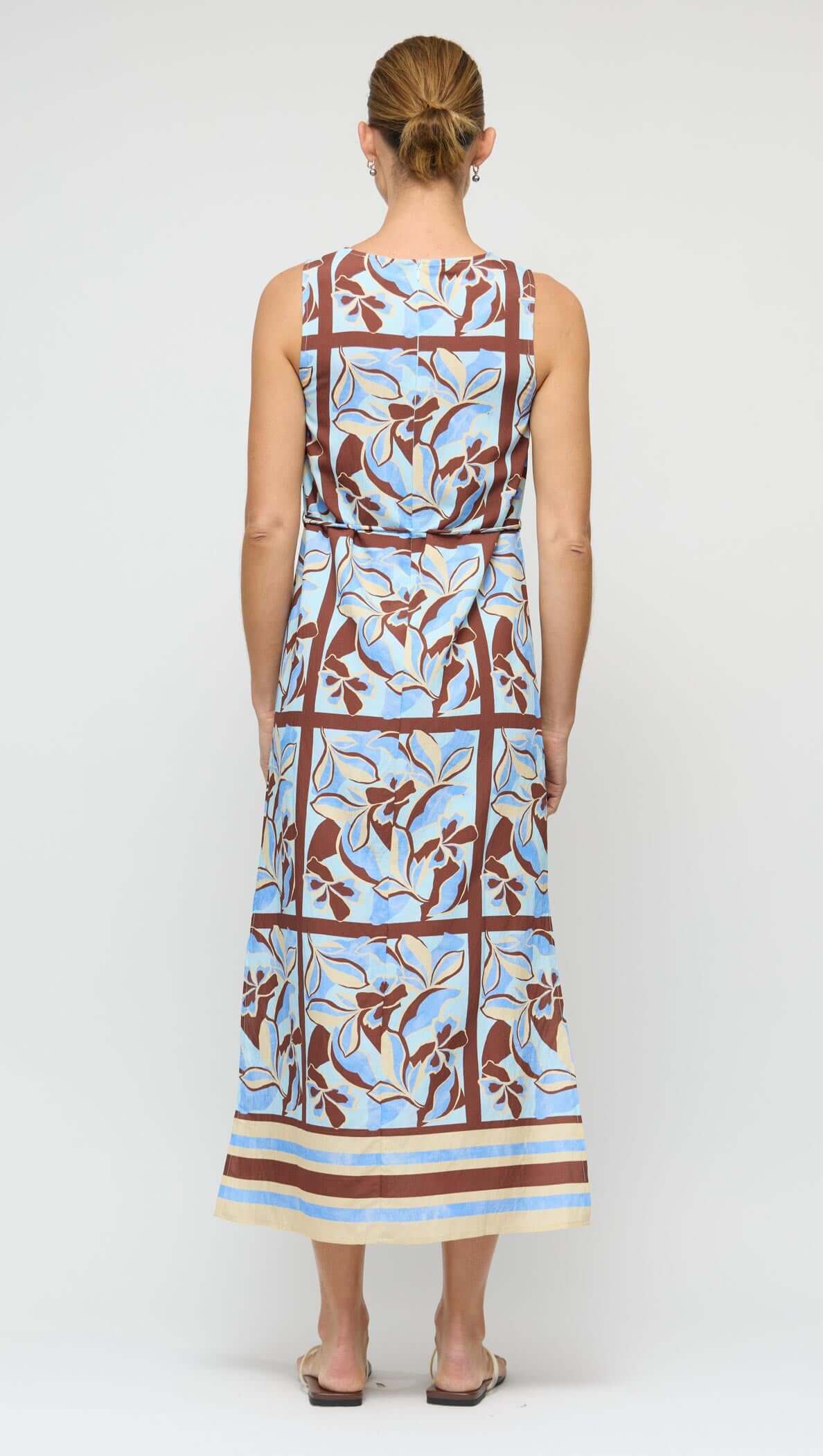 Cielo Blue Abstract floral Midi Dress