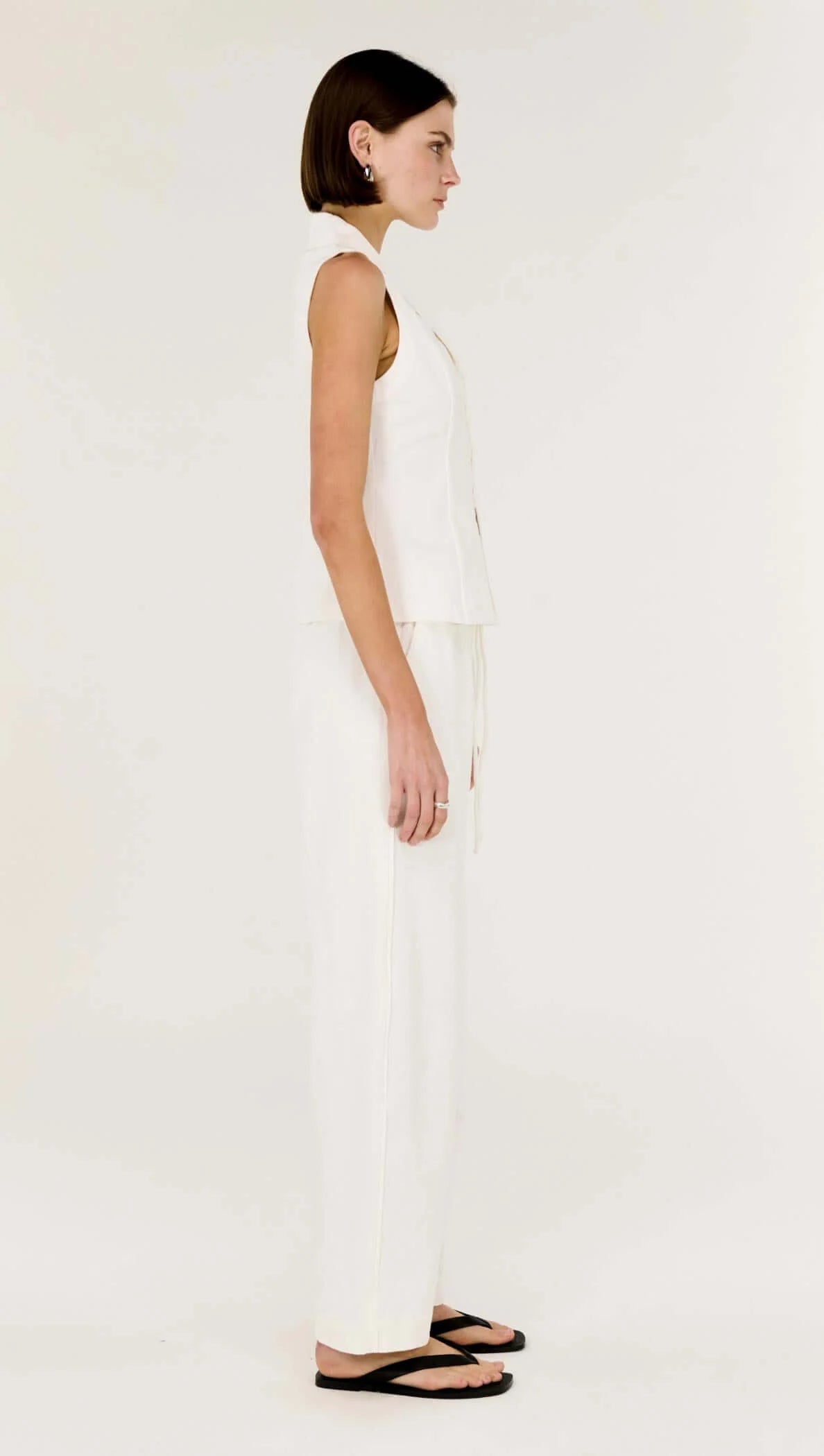 Portia White Cotton Relaxed Wide-Leg Pant