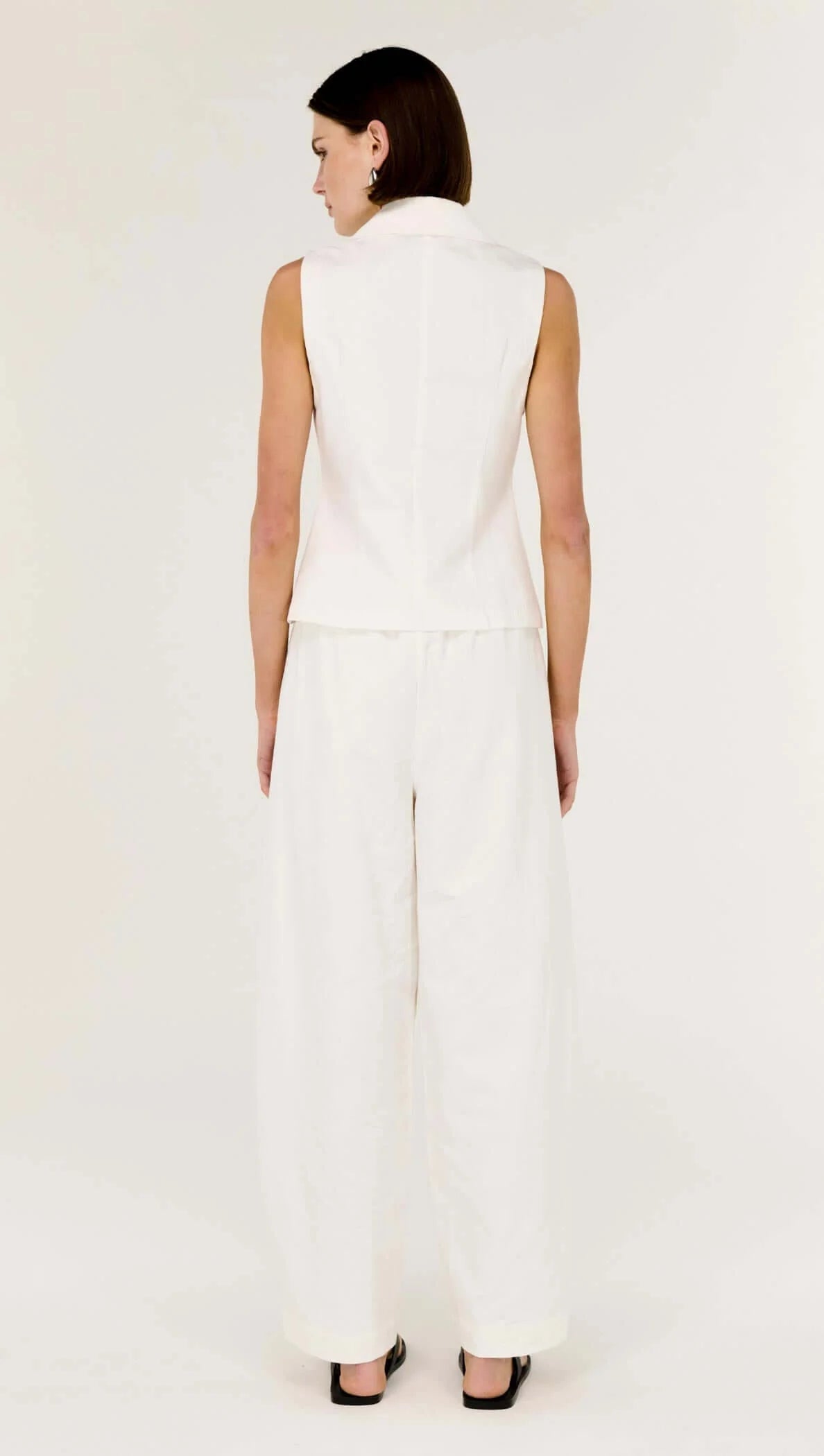 Portia White Cotton Tailored Vest Top