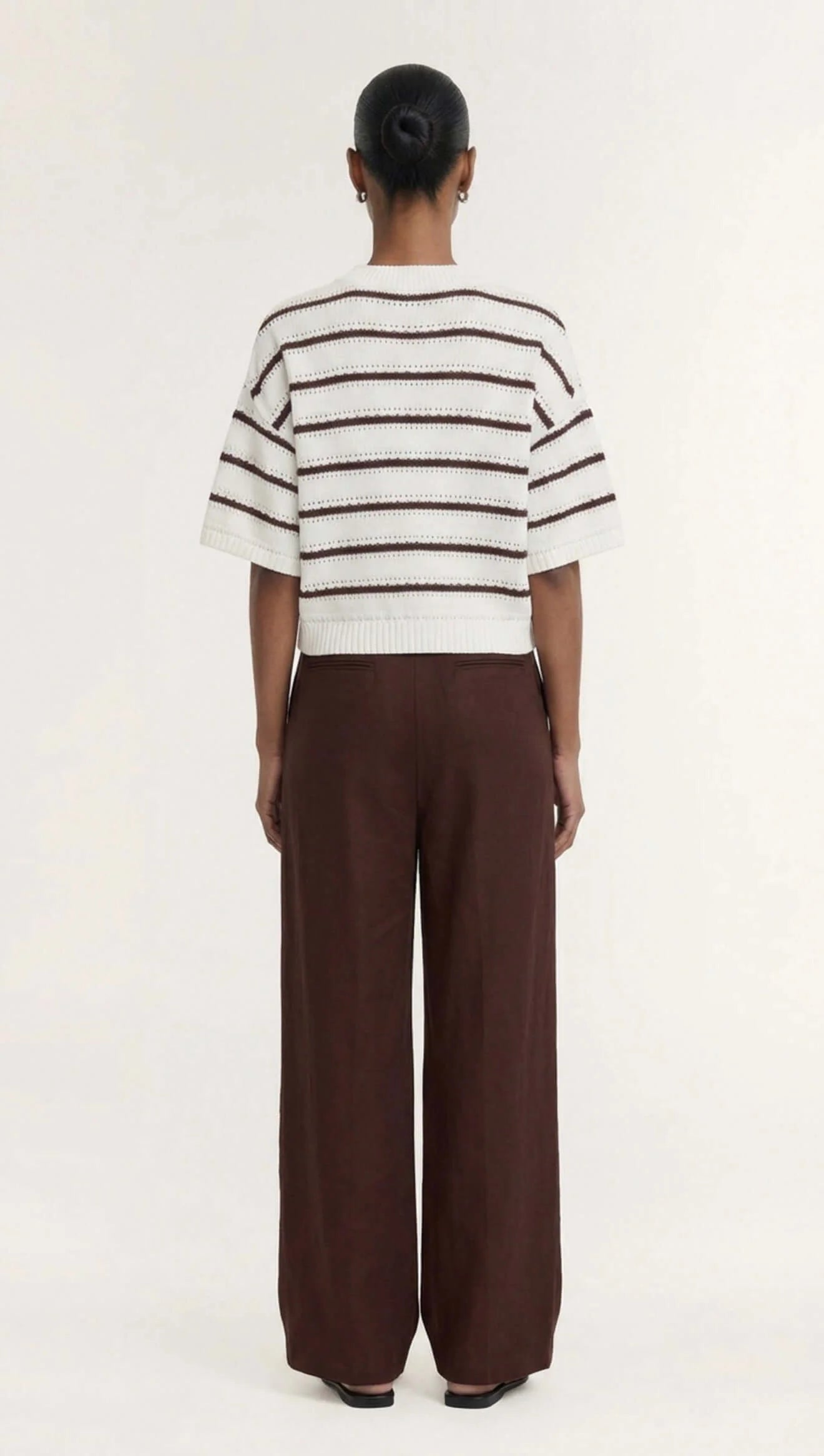 Pillar Brown Stripe Cotton Blend Crew Knit Tee