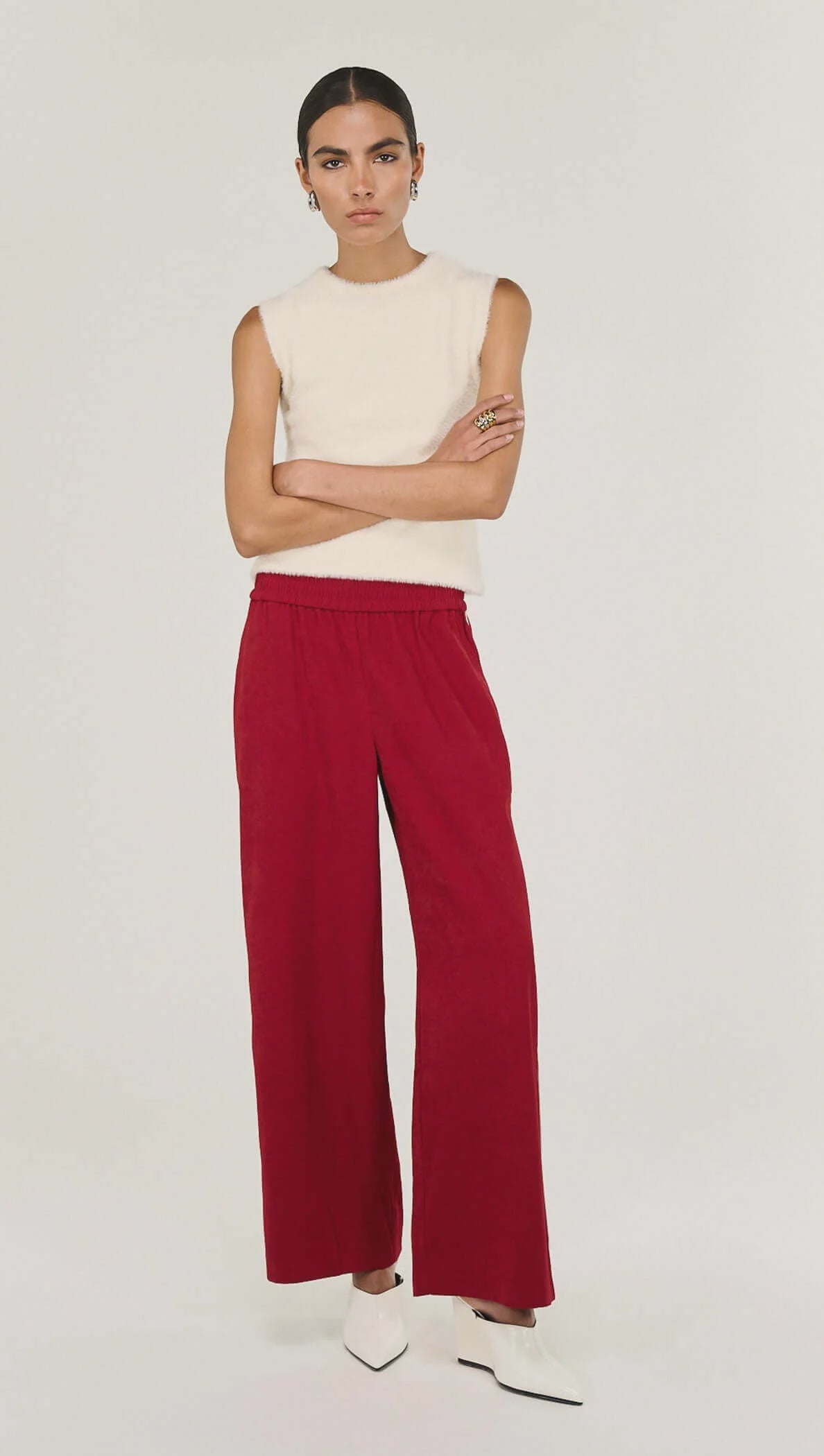 Echo Red Silky Wide Leg Pant