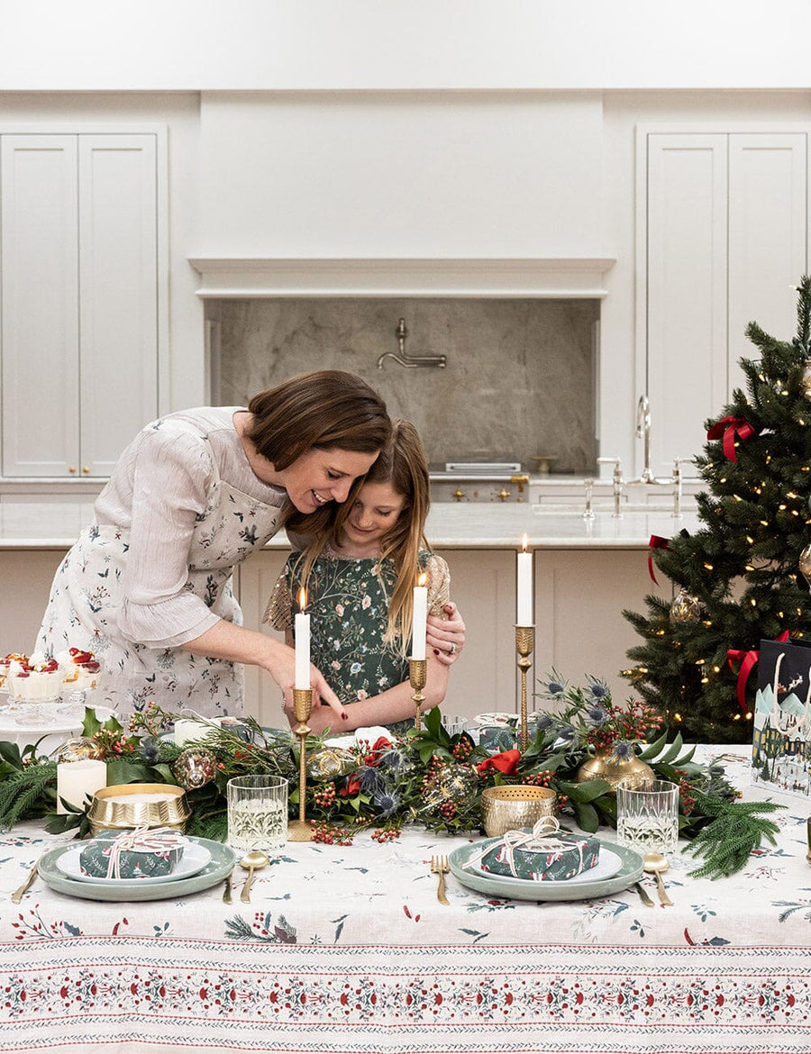 Heirloom Christmas Holly Linen Tablecloth