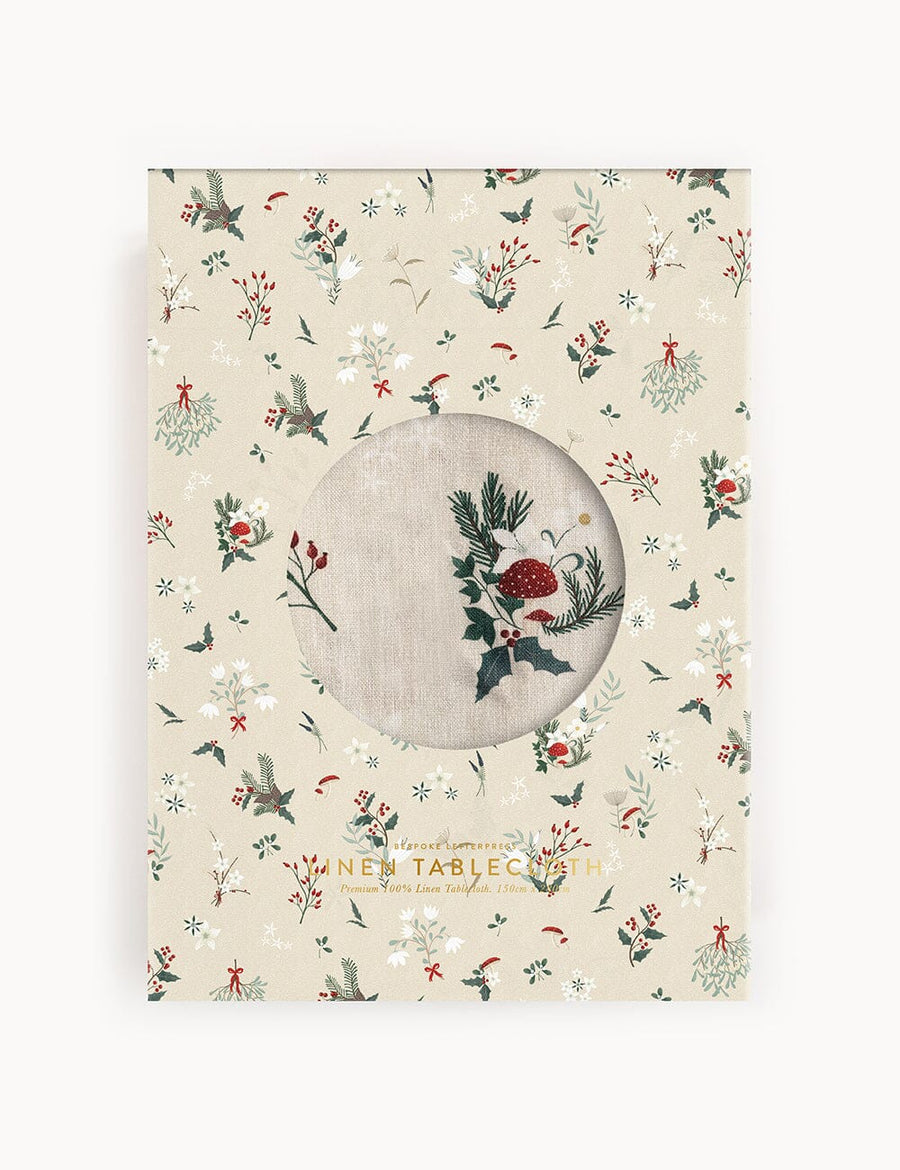 Heirloom Christmas Holly Linen Tablecloth