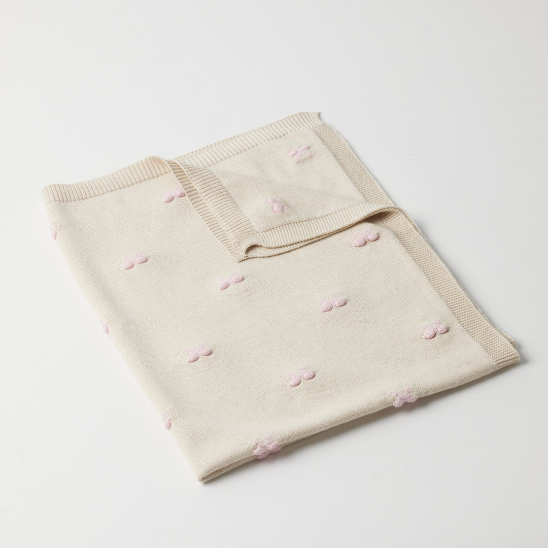 Bow Knitted Baby Blanket