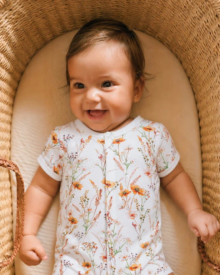 Taylor Organic Floral Short Sleeve Romper