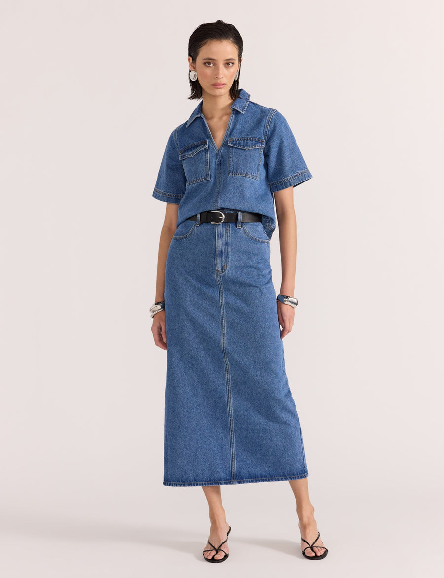 Alden Denim Maxi Skirt