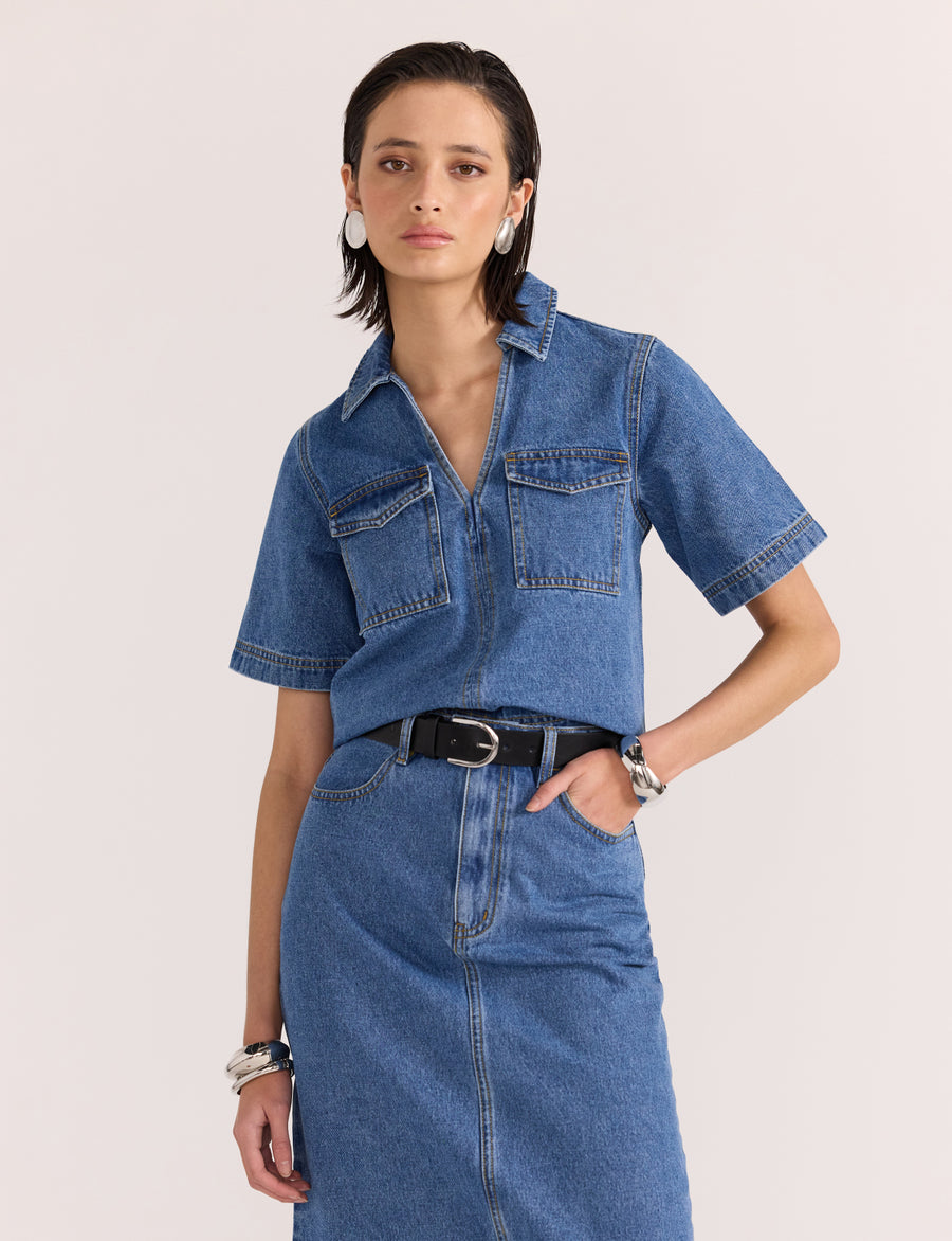 Alden Crop Denim Shirt