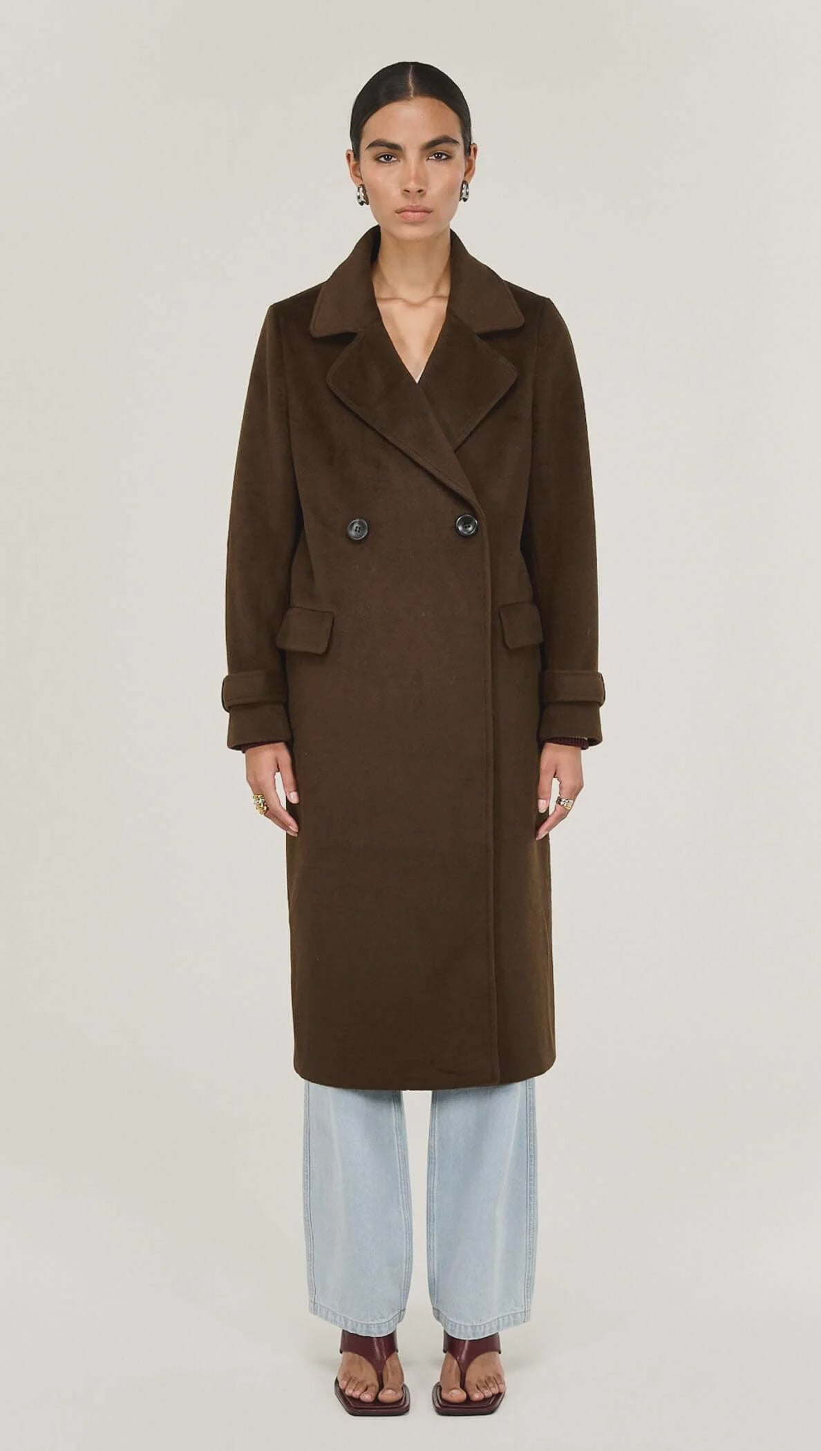 Irena Brown Double Breasted Coat