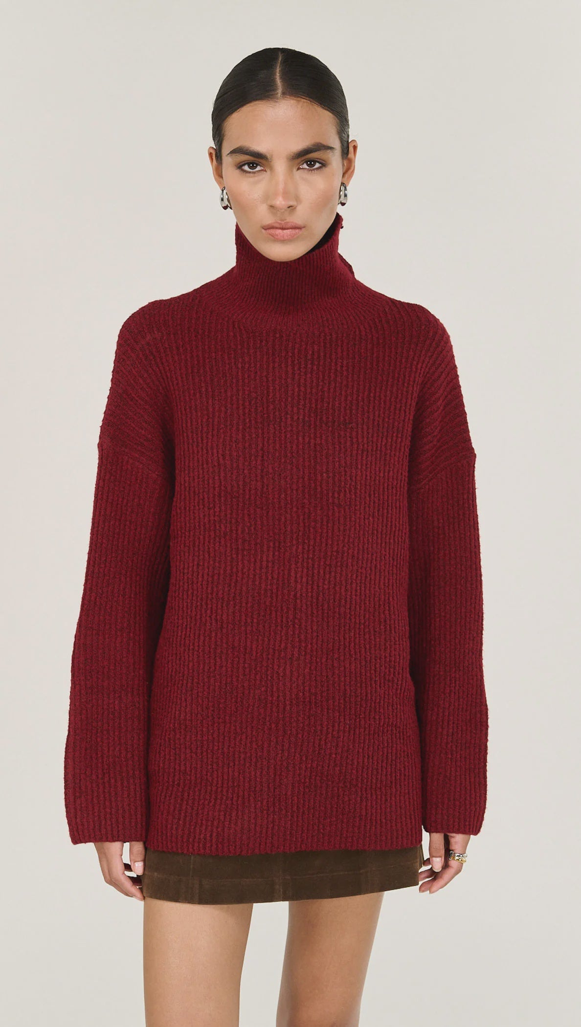 Sabine Roll Neck Jumper Burgundy