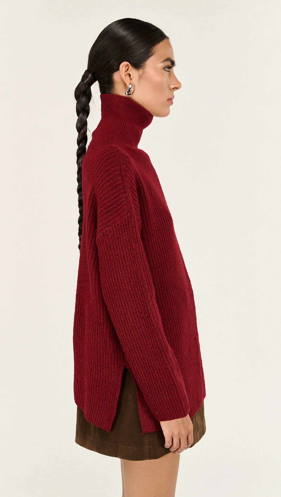 Sabine Roll Neck Jumper Burgundy