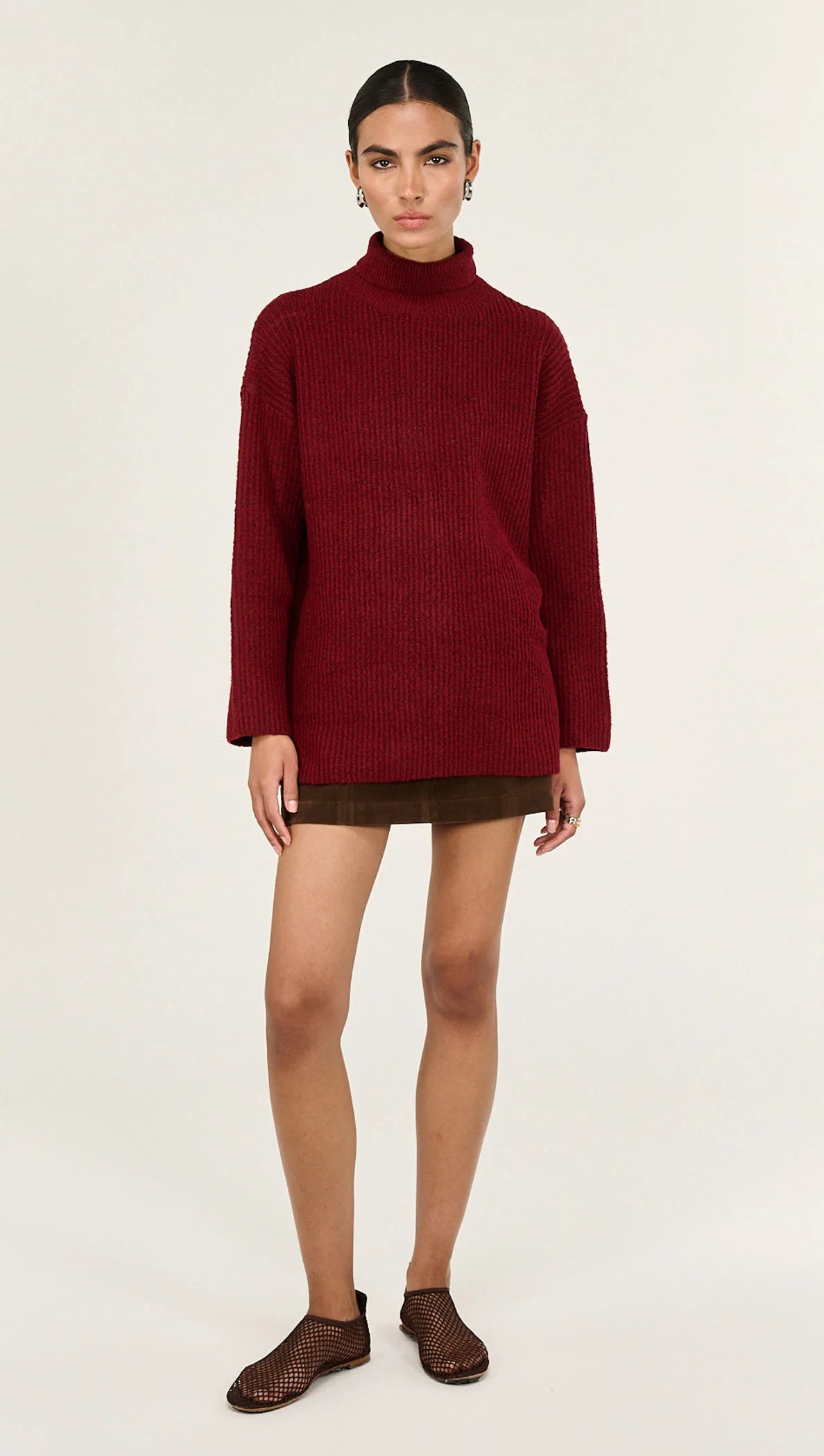 Sabine Roll Neck Jumper Burgundy