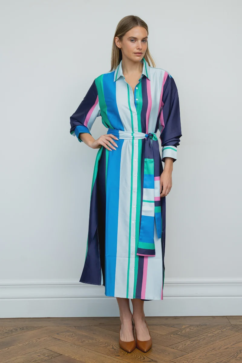 Luna Longline Shirtdress - Spring Bold Stripe