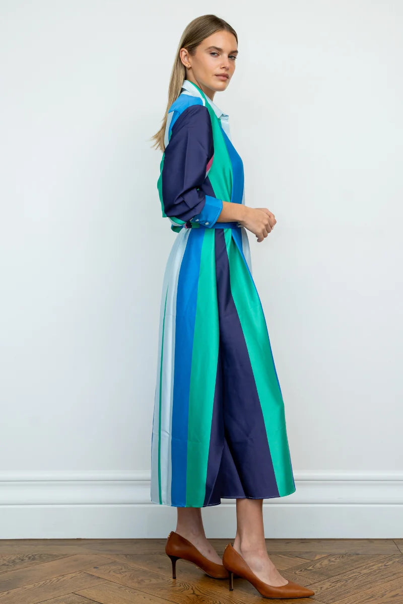 Luna Longline Shirtdress - Spring Bold Stripe