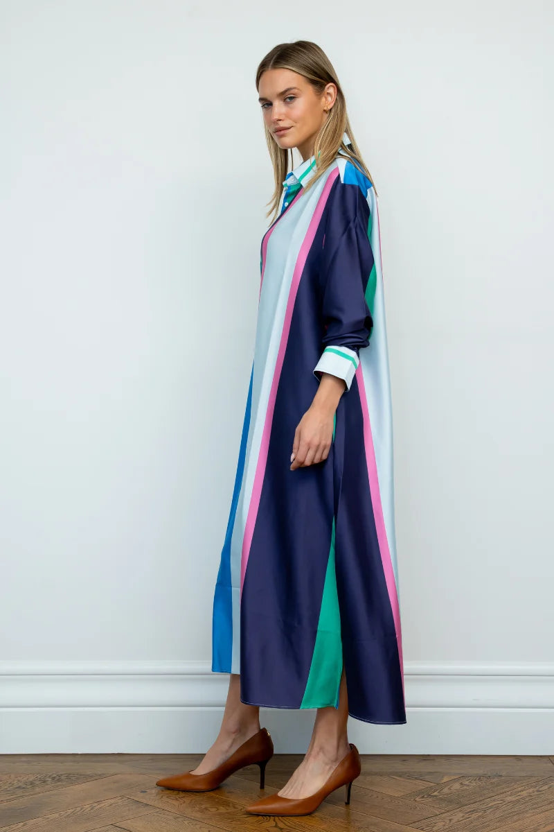 Luna Longline Shirtdress - Spring Bold Stripe