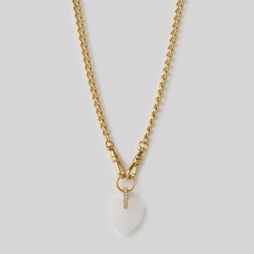 Violet Heart Necklace - White Agate